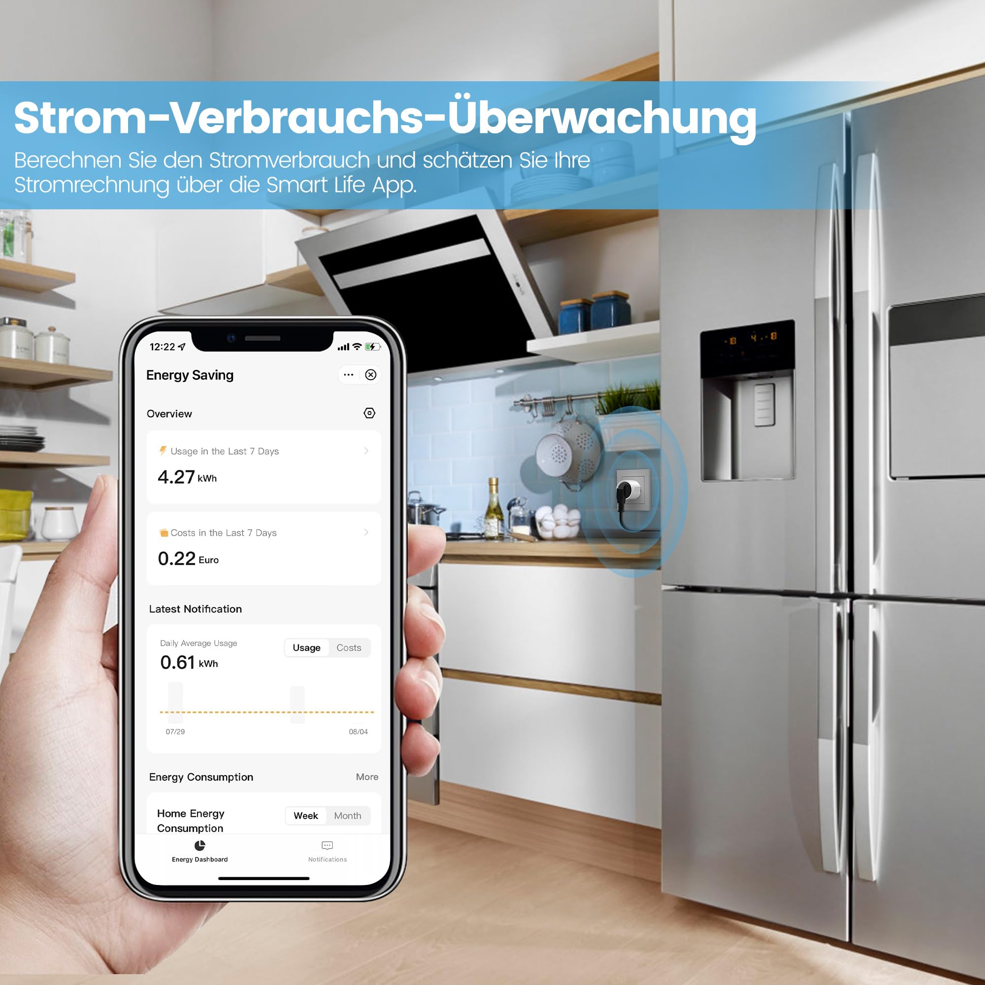 EIGHTREE Smart WLAN Steckdose 4er Pack, Alexa Zubehör WiFi Steckdose mit Strommessung, Sprachsteuerung & Timer, Smart Home