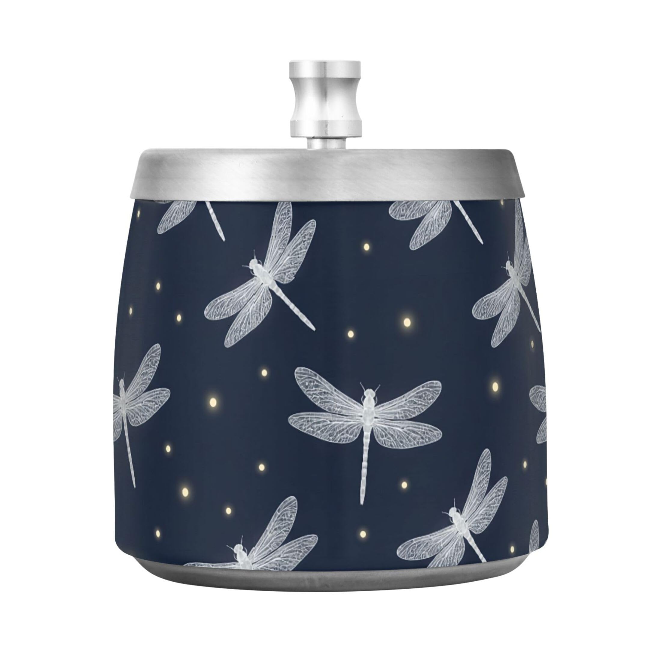Kutsu Dragonfly Ashtray for Cigarette, Smokeless Odorless Ash Tray Stainless Steel for Home Office, Anti-Slip Ashtray with Lid for Outdoor Balcony