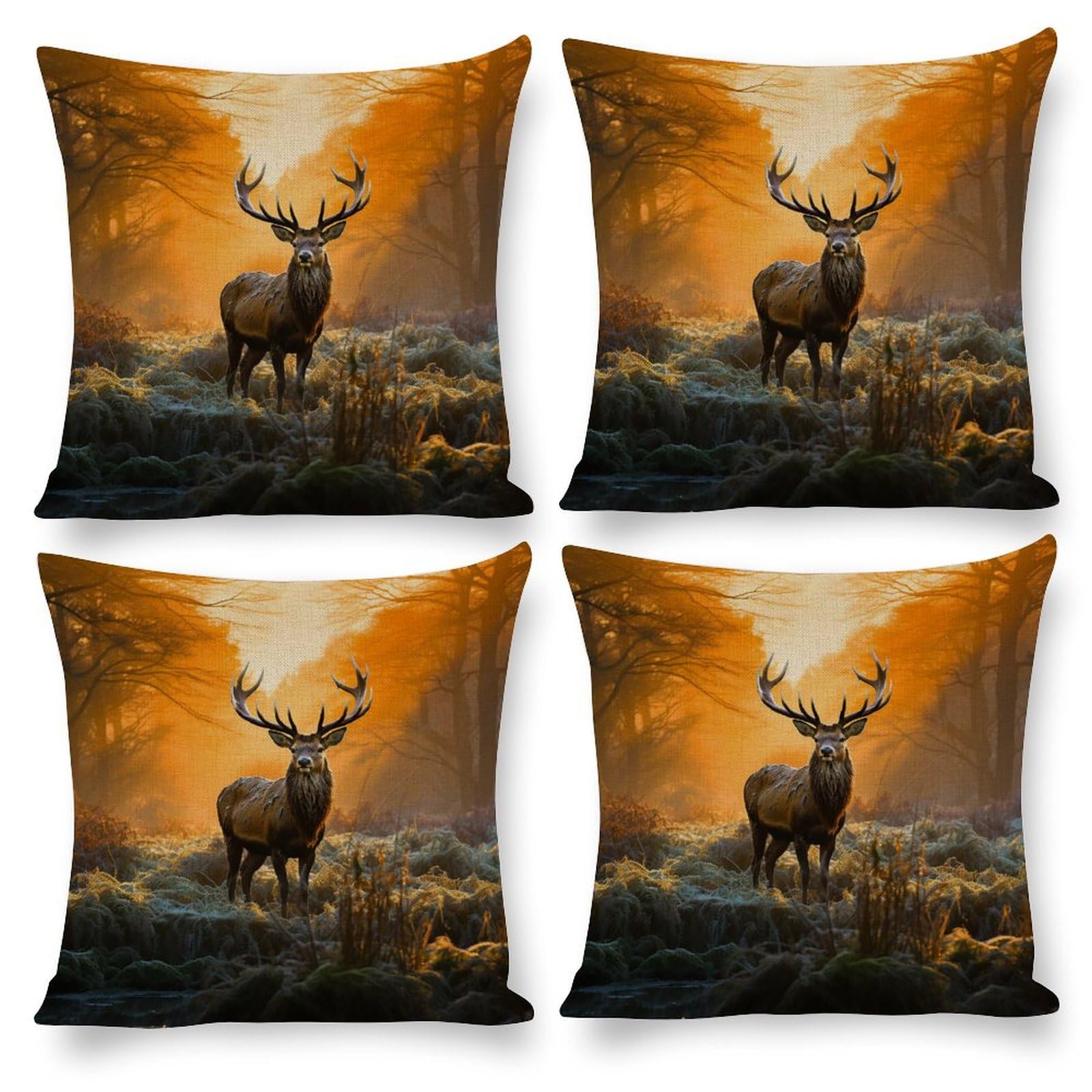 Taie d'oreiller carrée cerf nature au design élégant et finitions soignées pour grand confort