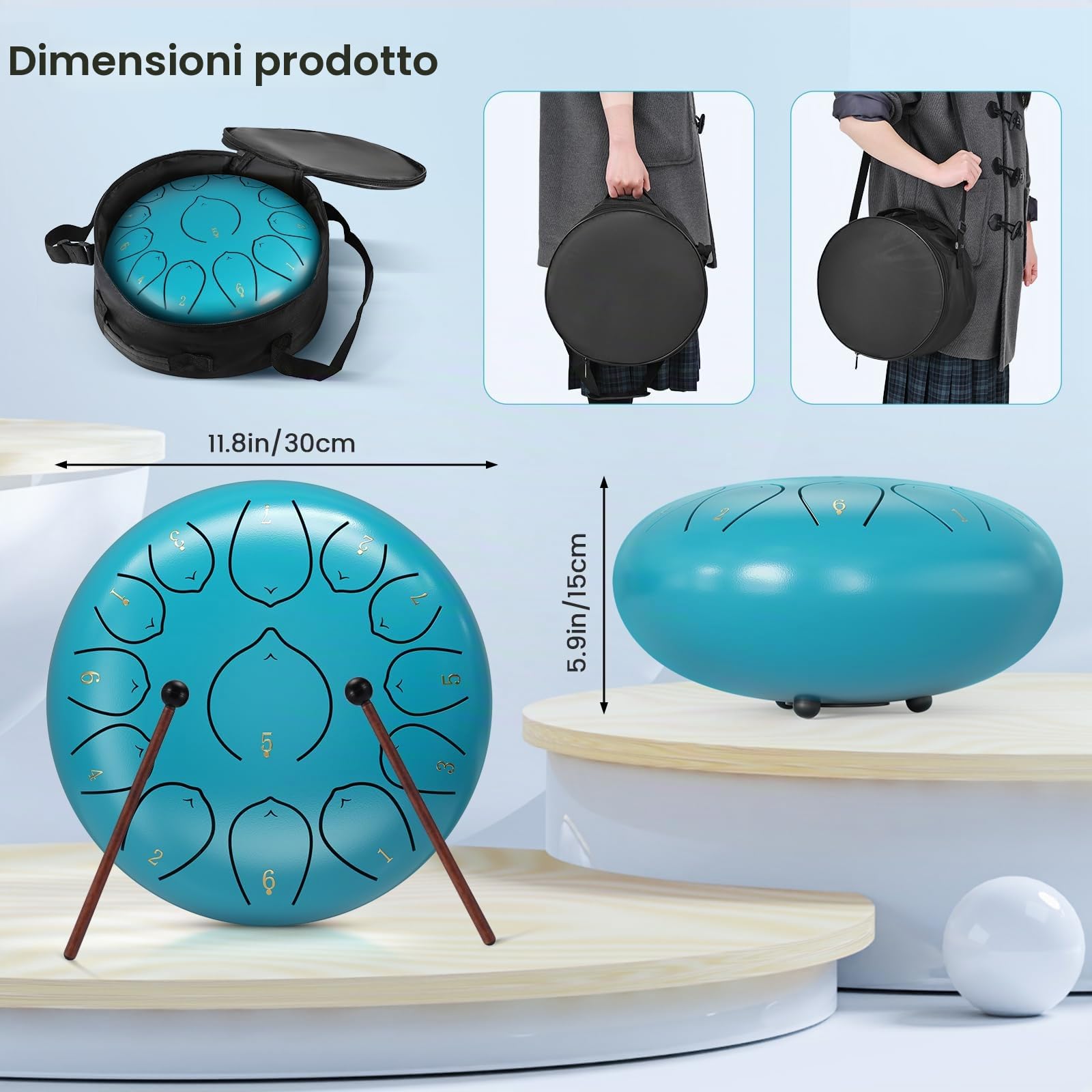 Steel Tongue Drum 12 Pollici 13 Note Acciaio Lingua Tamburo Percussioni Strumenti di Guarigione del Suono per L'istruzione Musicale Intrattenimento Meditazione Yoga