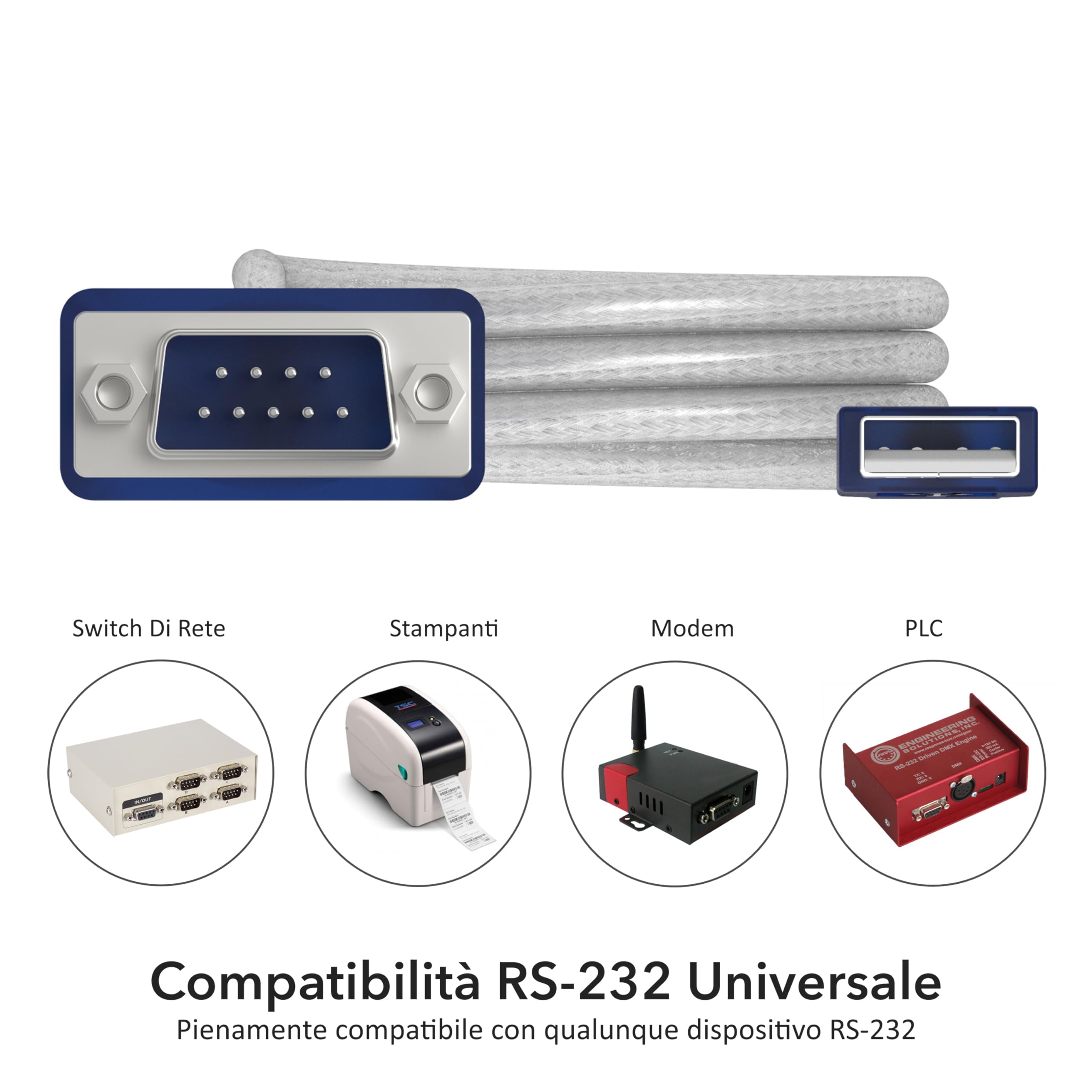 Sabrent Cavo da USB a Seriale [9 Pin] DB 9 RS 232, Convertitore Maschio Chipset Prolifico con Dadi Esagonali, [Windows 11/10/8.1 8/7/VISTA/XP, Mac OS X 10.6 e Versioni Successive] 0,7 m (CB-DB9P)