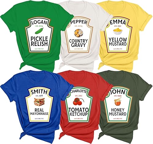 Miniatura 9 de Camisa de disfraz de rancho de salsa de tomate y mostaza, mayonesa de mostaza, camisas de condimentos grupales, camiseta de grupo a juego para