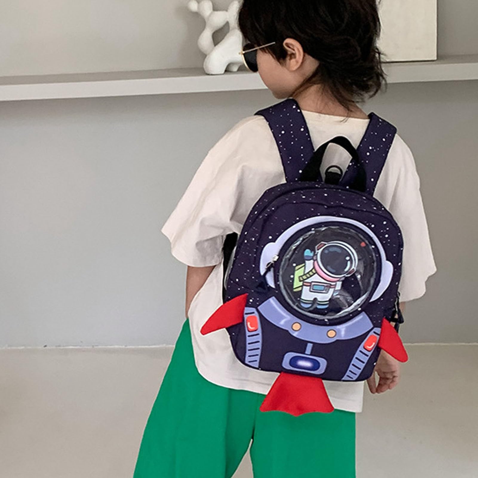 HEEPDD Mochila para Niños con Diseño de Astronauta de Dibujos Animados, Gran Capacidad, Cuerda Antipérdida, Tela Oxford, Mochila para Niño para Estudio de Escuela Primaria, Estilo