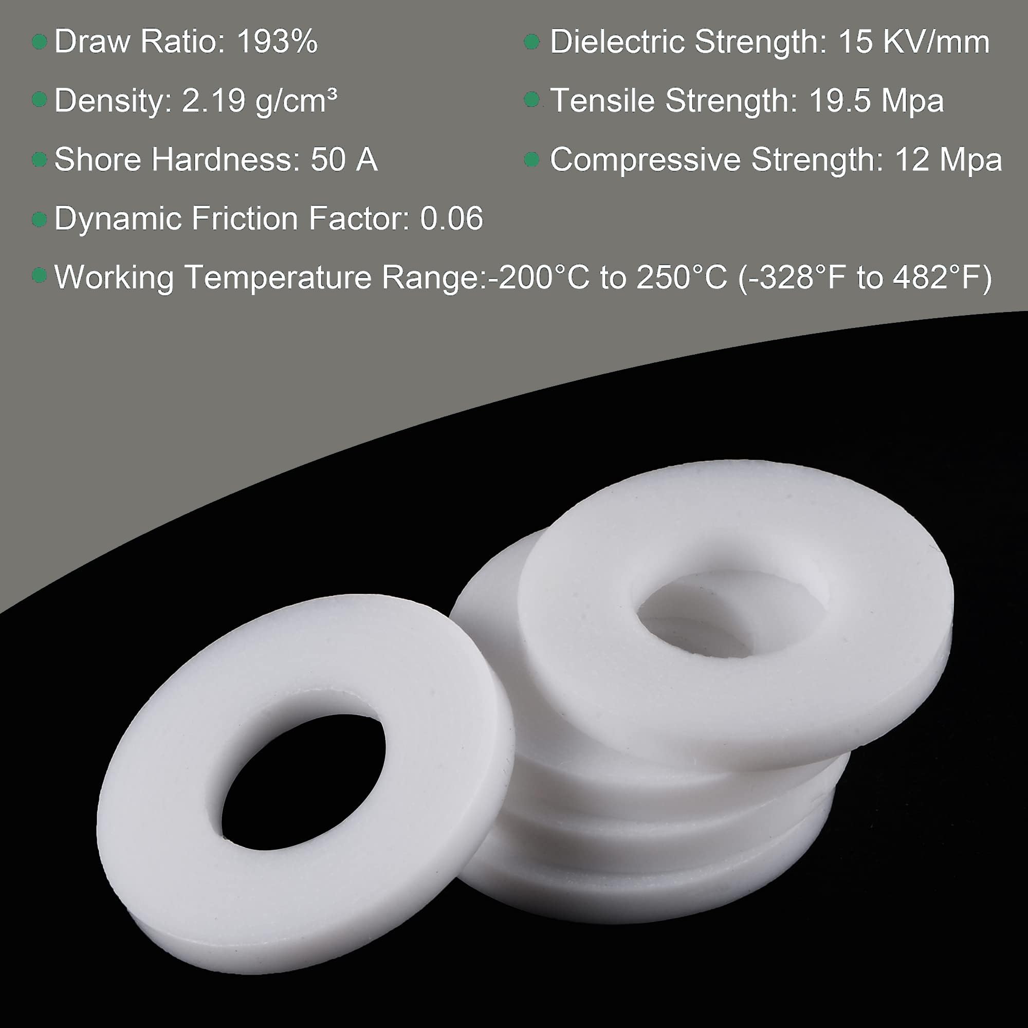 TA-VIGOR 20Pcs PTFE Flat Washers 18mm OD x 8mm ID x 2mm Thick Sealing Gaskets, White Flange Gaskets for Faucet Pipe Water Hose - Image 3