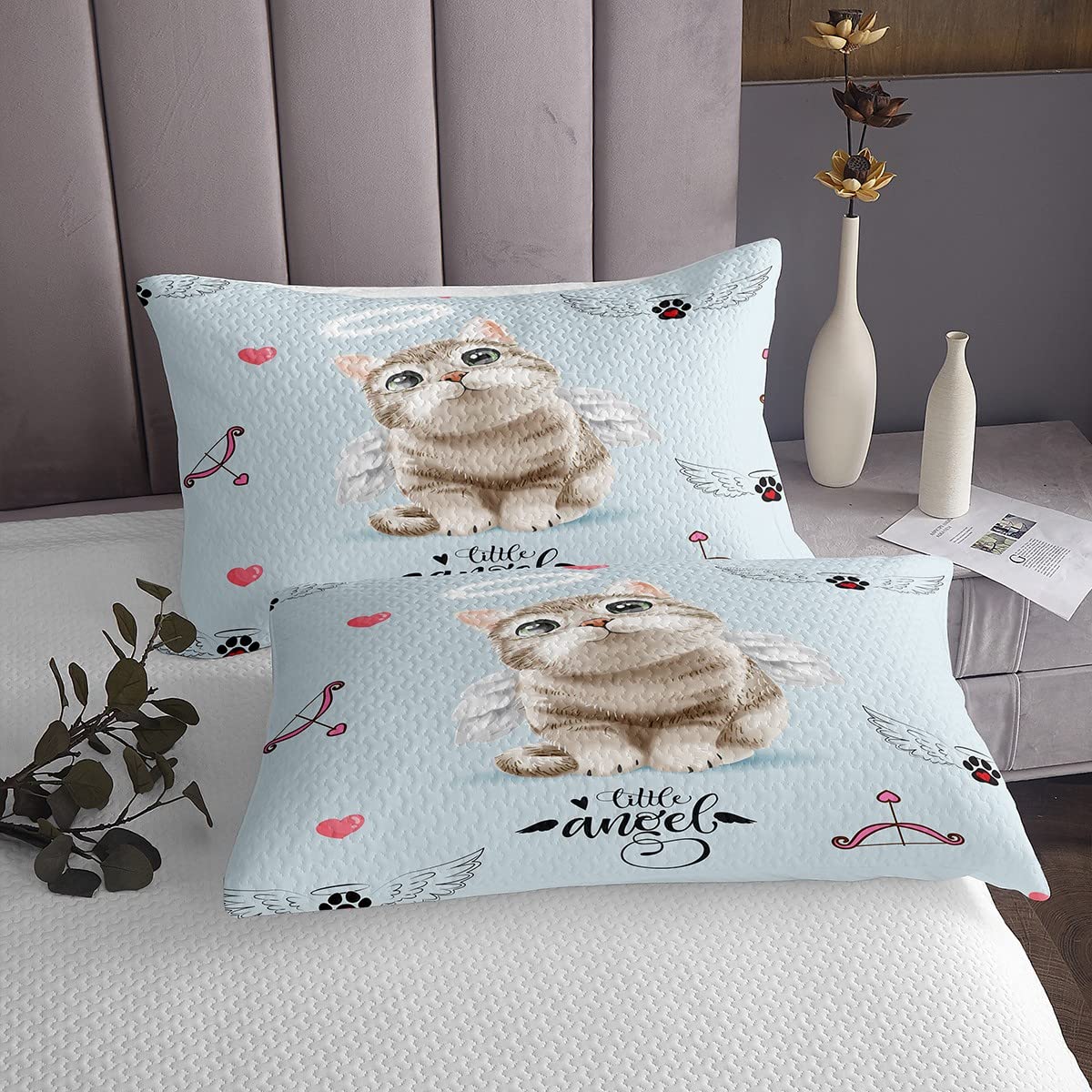 Copriletto trapuntato con gatto del fumetto per bambini ragazzi ragazze kawaii in morbida microfibra trapuntata per letto 170X230cm