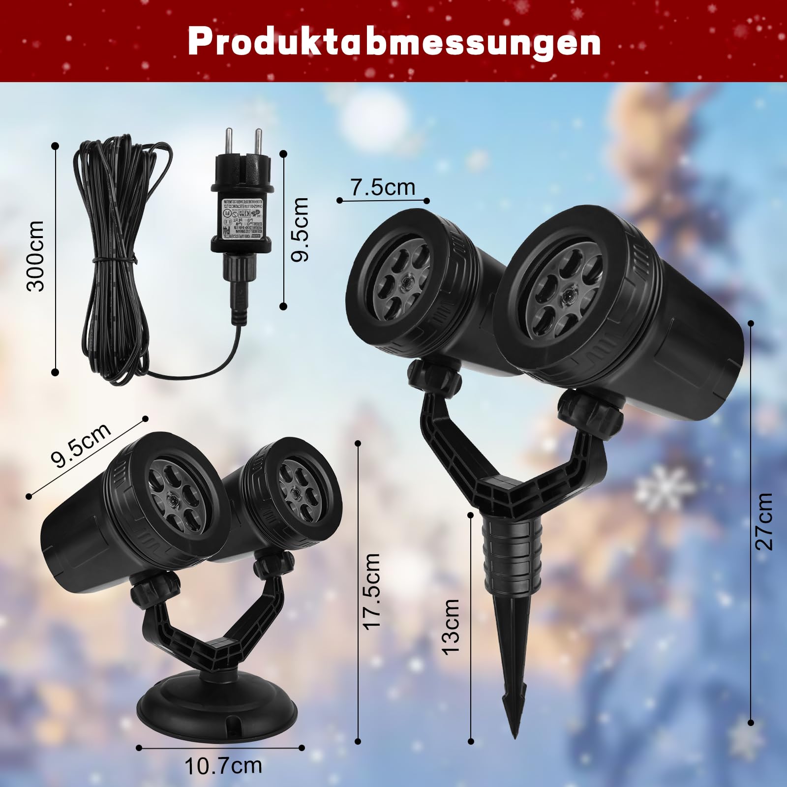 Projektor Weihnachten Aussen, GuKKK 2-in-1 LED Projektionslampe mit 10 Schaltbare Muster 10 Welleneffekt, Wasserdichte Christmas Lights mit Fernbedienung für Weihnachtsbeleuchtung Außen Innen (C)