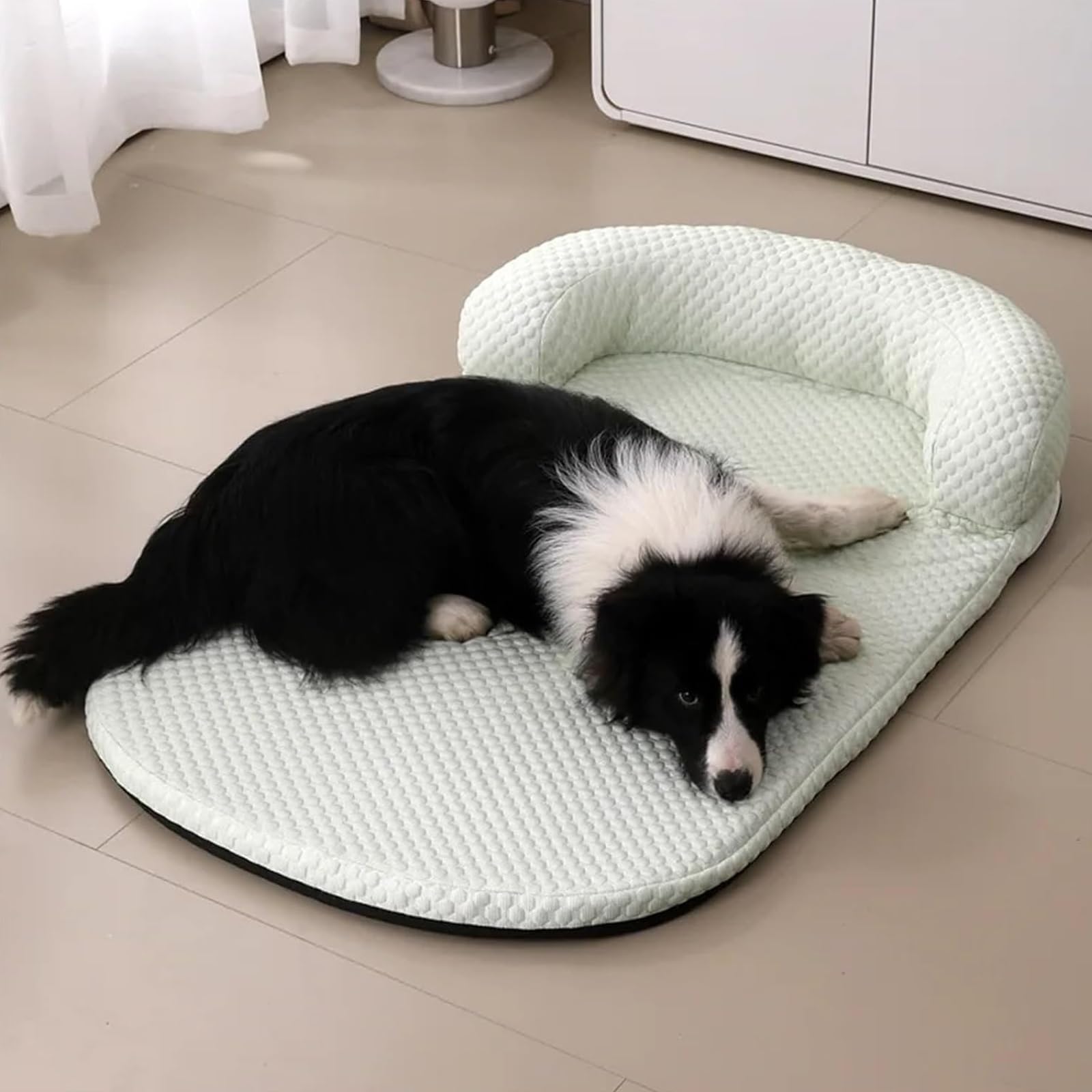 Manta Refrescante Perro con Almohada, Extraíble for Limpieza, Base Antideslizante(Green,80x60cm)