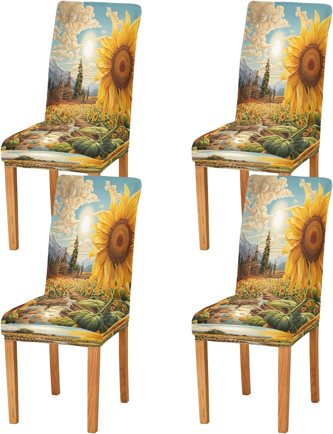 ALAZA Stretch Chair Cover Slipcover, Sunflower Oil Painting Super Soft Slipcover Machine Washable for Living Room, Wedding, Banquet