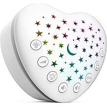 BEREST A13 White Noise Machine &amp; Baby Sleep Soother with 15 Soothing Sounds &amp; Projector Night Light Music Box, Cry Sensor, Rechargeable, Portable for Newborns, Toddlers, Attaches to Crib