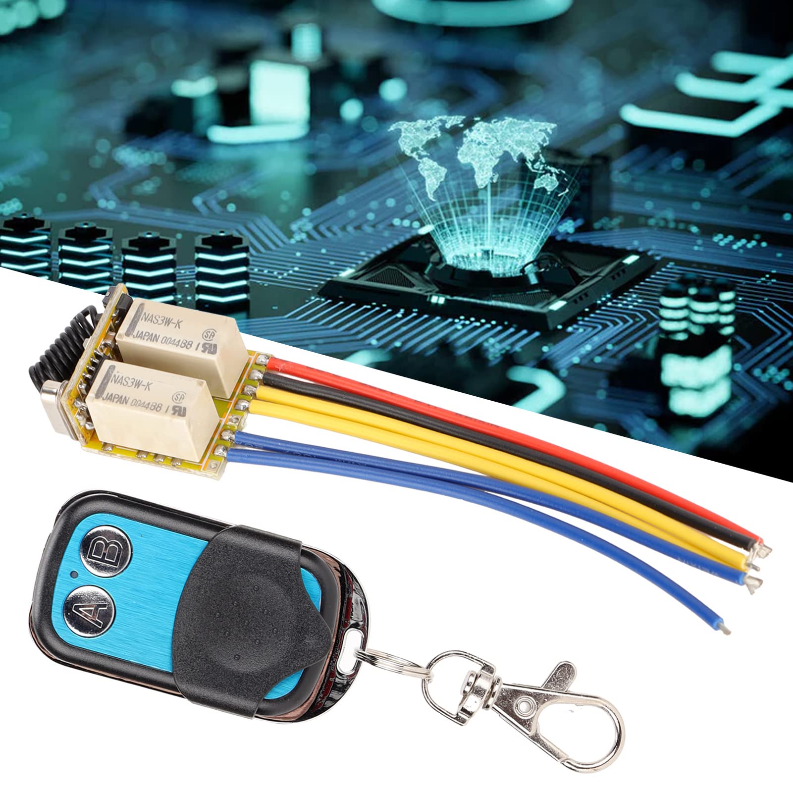 Interruttore Telecomando a Relè DC3.7-2V, Interruttore Wireless Universale a 433Mhz a 2CH, con Pulsante di Apprendimento per Il Sistema di Moduli a Scatto