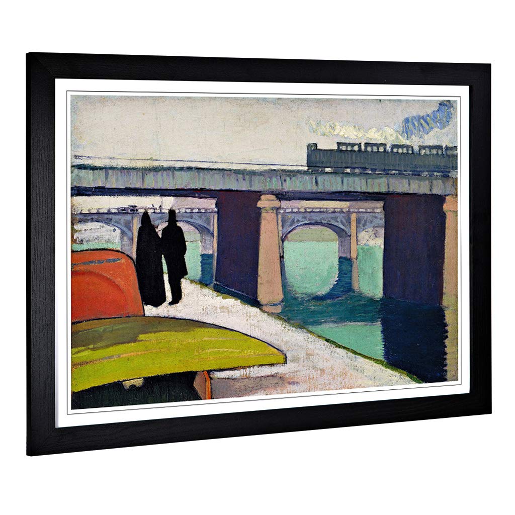Big Box Art Framed Print of Emile Bernard A Stroll by The River Design | Wall Art Picture | Home Decor for Kitchen, Living Room, Bedroom, Hallway, Black, A2 / 24.5x18 Inch / 62x45cm