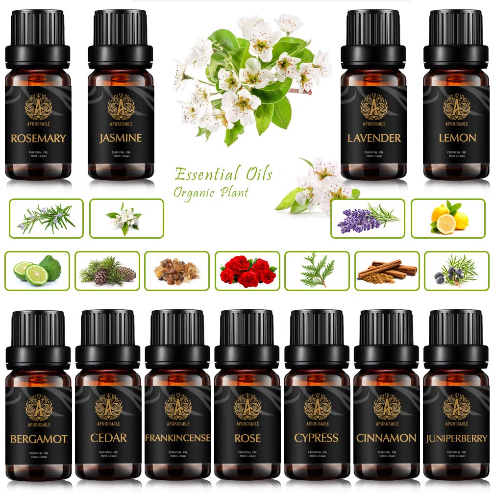 Aromatherapie Bergamotte ätherisches Öl Set für Diffusor, 100% reine Wacholderbeere ätherisches Öl für Luftbefeuchter, 11X10ml Weihrauch ätherische Öle Set- Zimt, Rosmarin Öle...