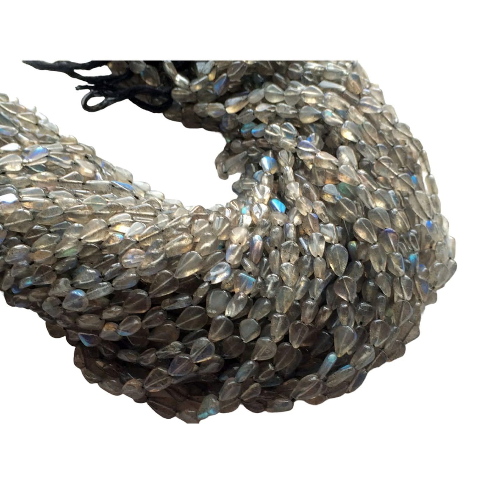 Perles de poire unies en labradorite de 13 pouces avec forage droit de 7 mm pour collier DIY