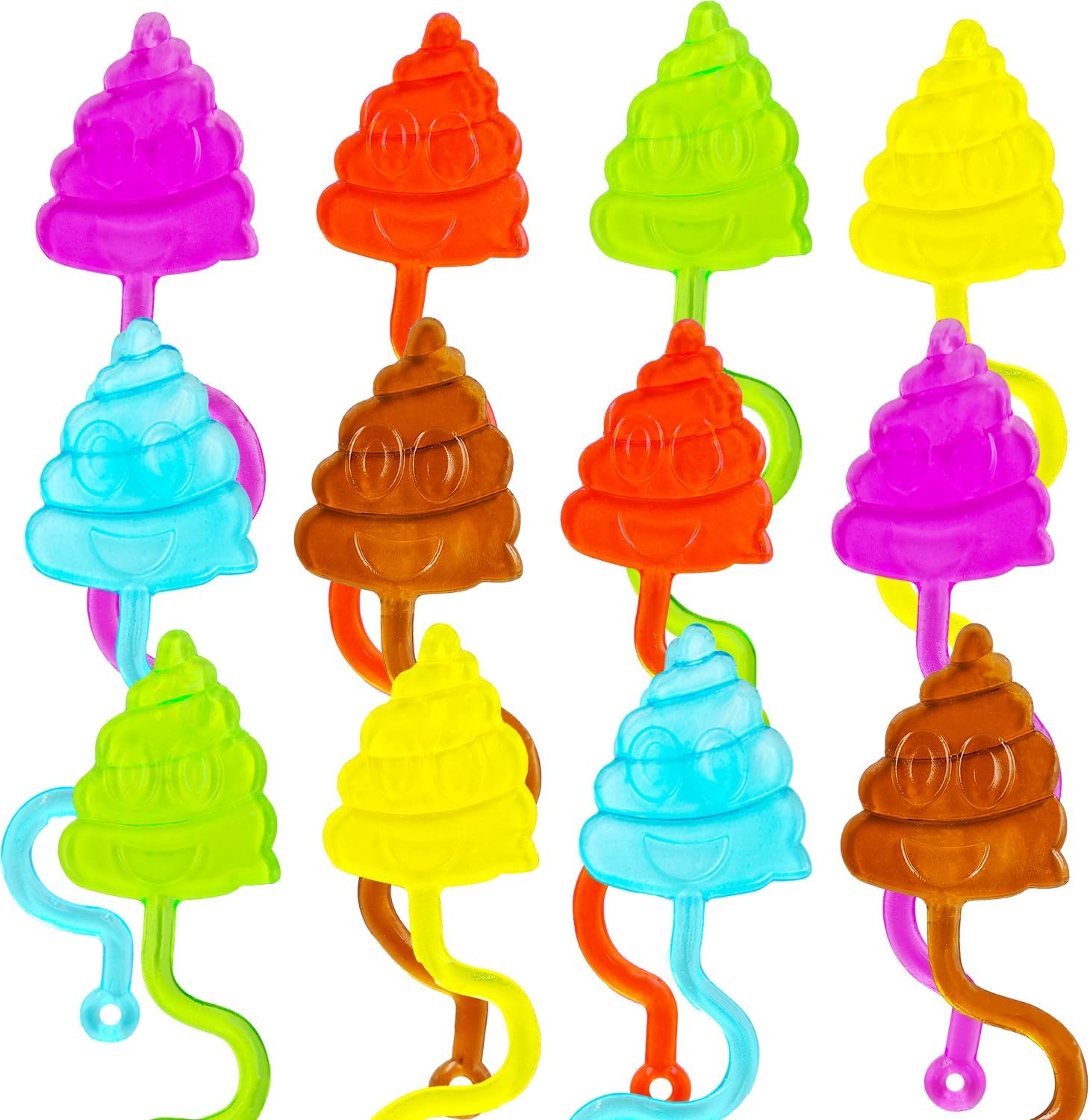 Yeefunjoy 12 Sticky Toys, Wacky Fun Toys Party Bag Fillers, Sensory Sticky Stretchy Tricky Poo Toys Set Kids Birthday Party Favor Classroom Prizes Parcel Gifts for Kids Christmas Halloween Easter Gift
