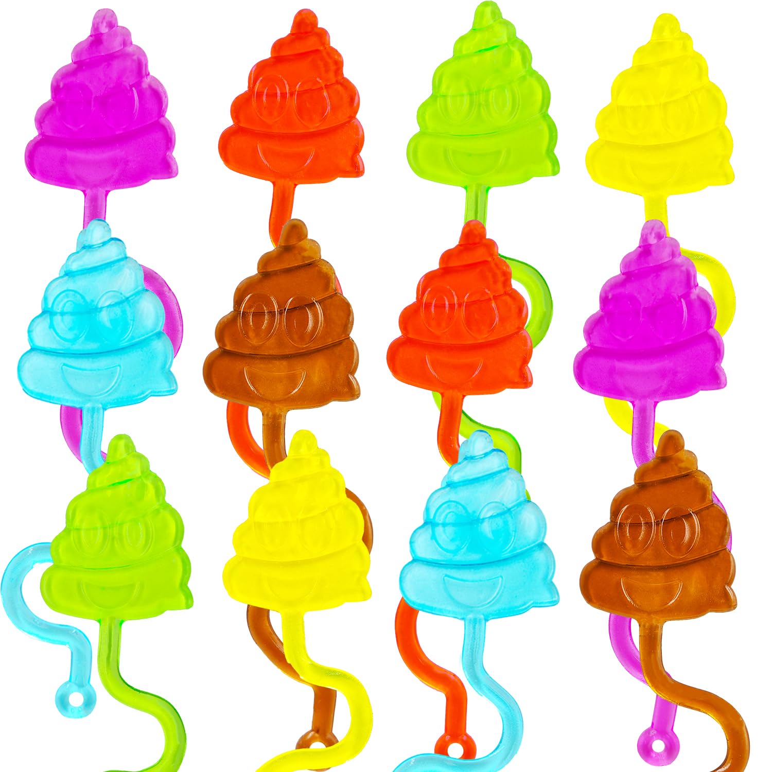 Yeefunjoy 12 Sticky Toys, Wacky Fun Toys Party Bag Fillers, Sensory Sticky Stretchy Tricky Poo Toys Set Kids Birthday Party Favor Classroom Prizes Parcel Gifts for Kids Christmas Halloween Easter Gift