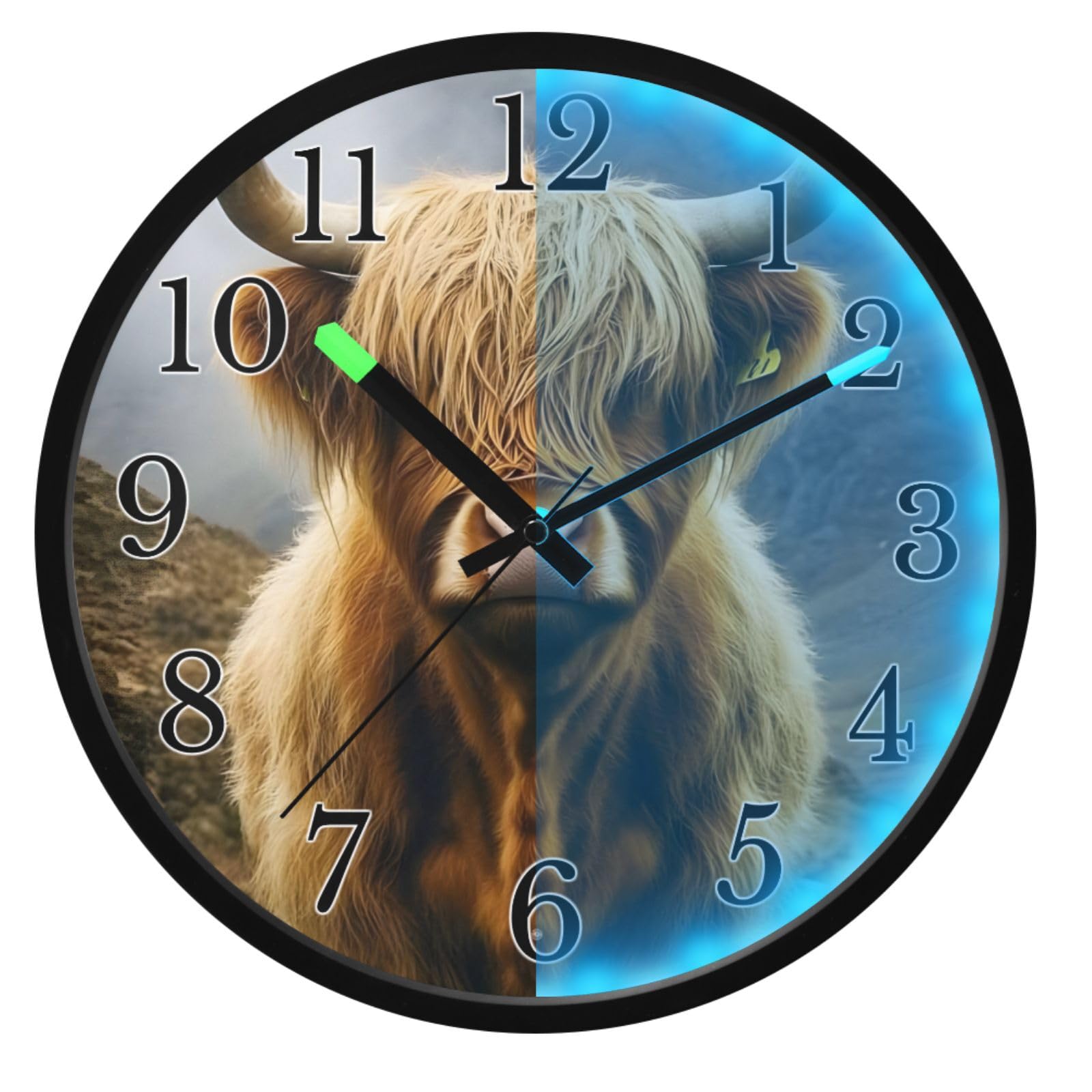 Horloge murale phosphorescente et silencieuse de 30,5 cm pour la chambre