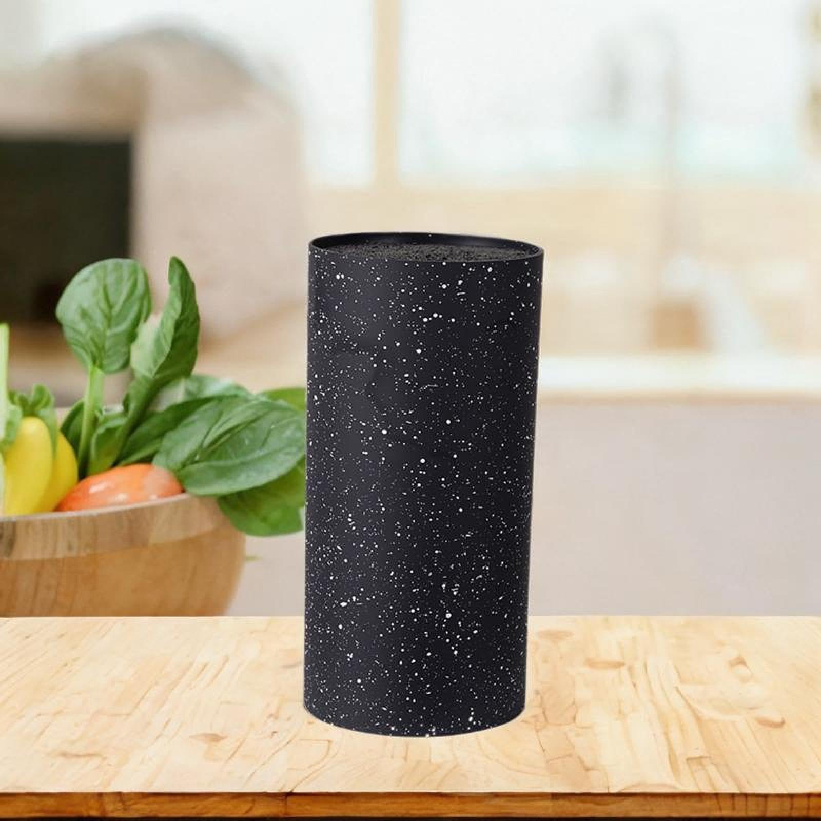 Generic Round Knife Block Organizer, Drying Shelf, Unique Slot Design, Vertical Storage Rack, Black A