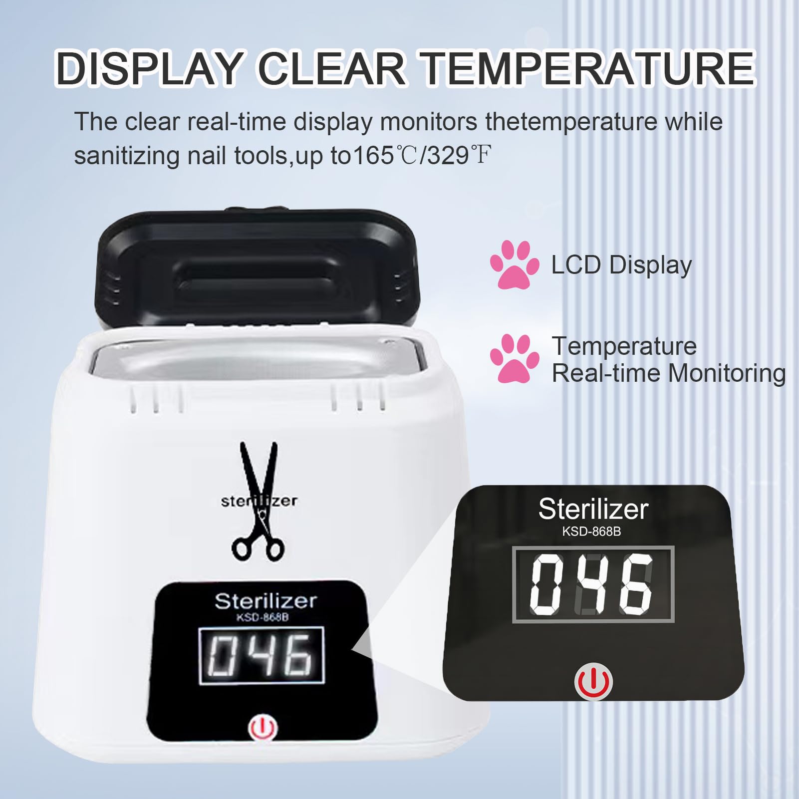 Esterilizador de herramientas para uñas de alta temperatura, portátil para herramientas de arte de uñas de metal, esterilizador de herramientas dentales con cuentas de vidrio, esterilizador