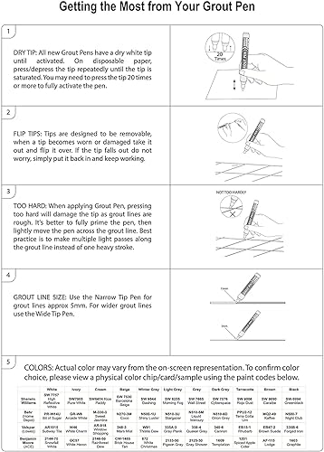 Miniatura 4 de Rotulador de lechada beige para azulejos: pintura impermeable para lechada, colorante para lechada de azulejos y bolígrafo sellador, beige, punta
