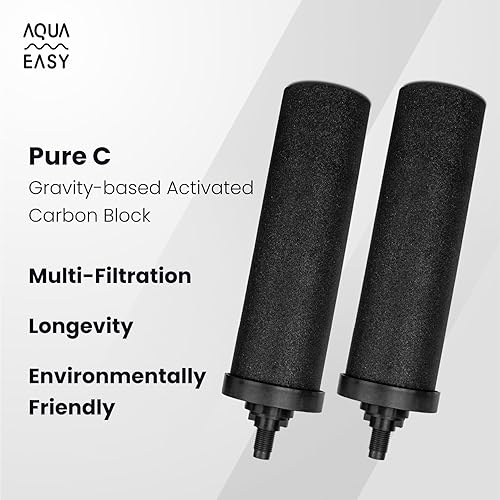 Vista 17 de AquaEasy Sistema de filtro de agua por gravedad de acero inoxidable con certificación NSF/ANSI 372 (2.25 galones) 2 filtros de carbón activado, Negro