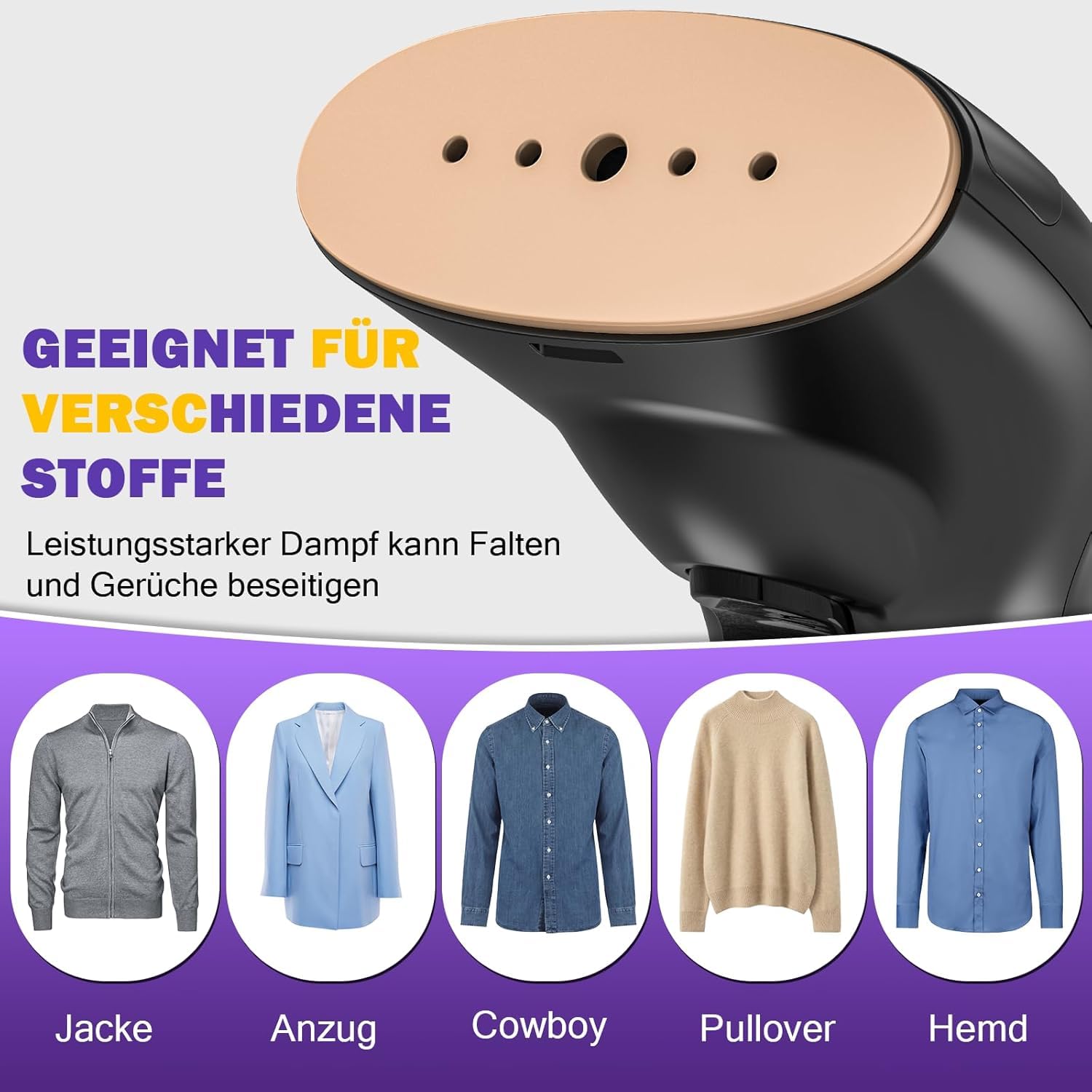 Rolipo Defroisseur Vapeur Vertical，Fer à Repasser Portable De Voyage Élimination Efficace Des Rides, Compacte Et Légère, Adaptée à La Maison, Aux Voyages Et Au Bureau, Noir