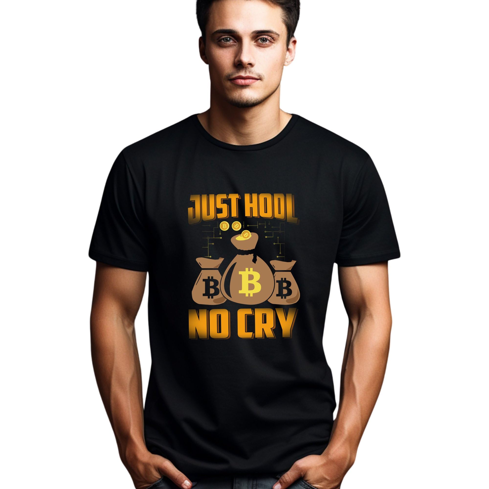Seek Buy LoveBitcoin Crypto Trader T-Shirt, Just HODL No Cry, BTC Investor Gift, Funny Cryptocurrency Shirt, Unisex Crypto Tee, Finance Geek Apparel