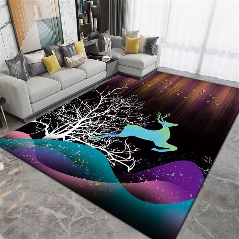 Tapis adolescent violet 140x200 lavable en machine pour une chambre de fille moderne et stylée