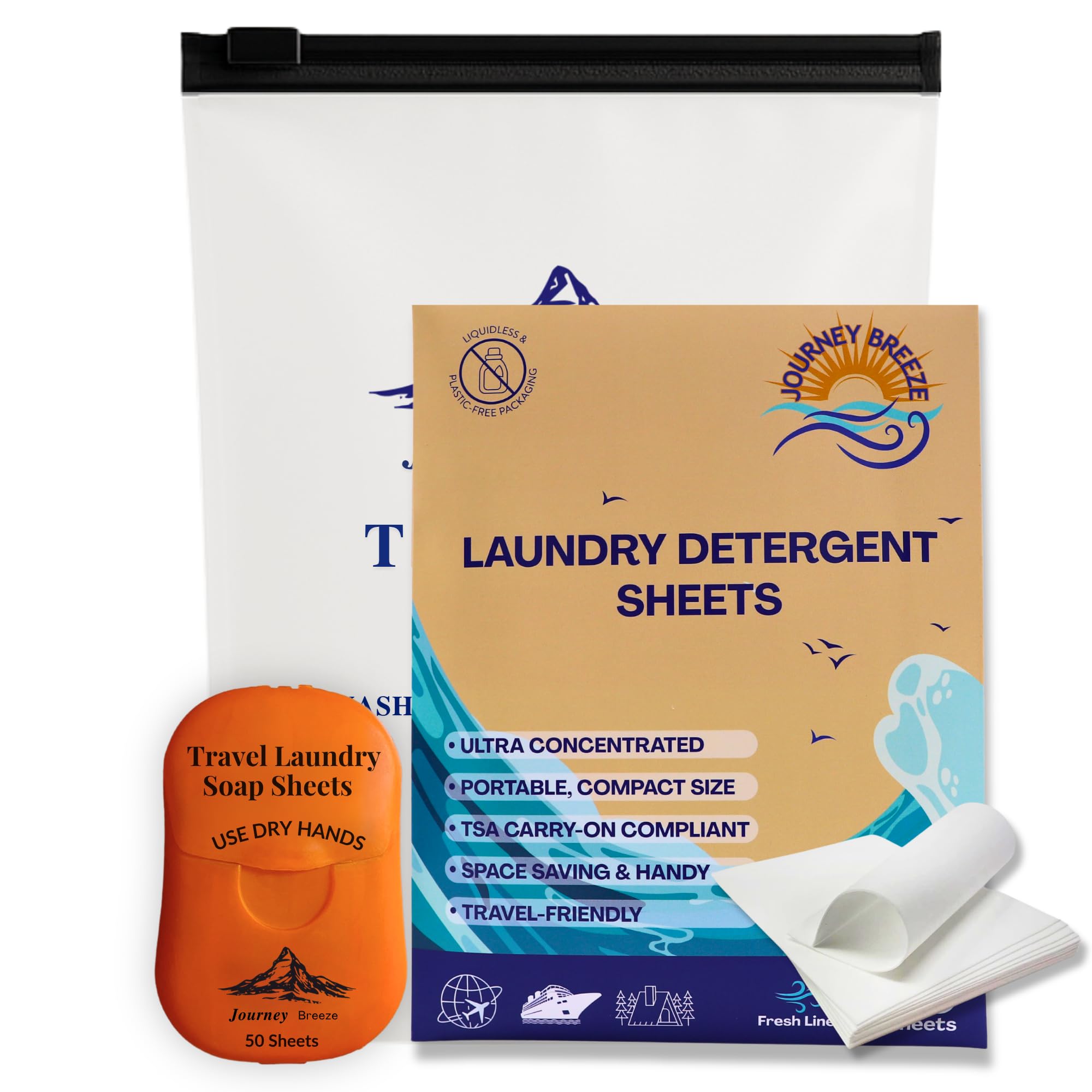 Travel Laundry Detergent Sheets Bundle – 50 Count Hand Wash + 20 Count Hand/Machine Wash Laundry Detergent Sheets for Sink Washing in Hotels, Cruises, Camping &amp; Backpacking