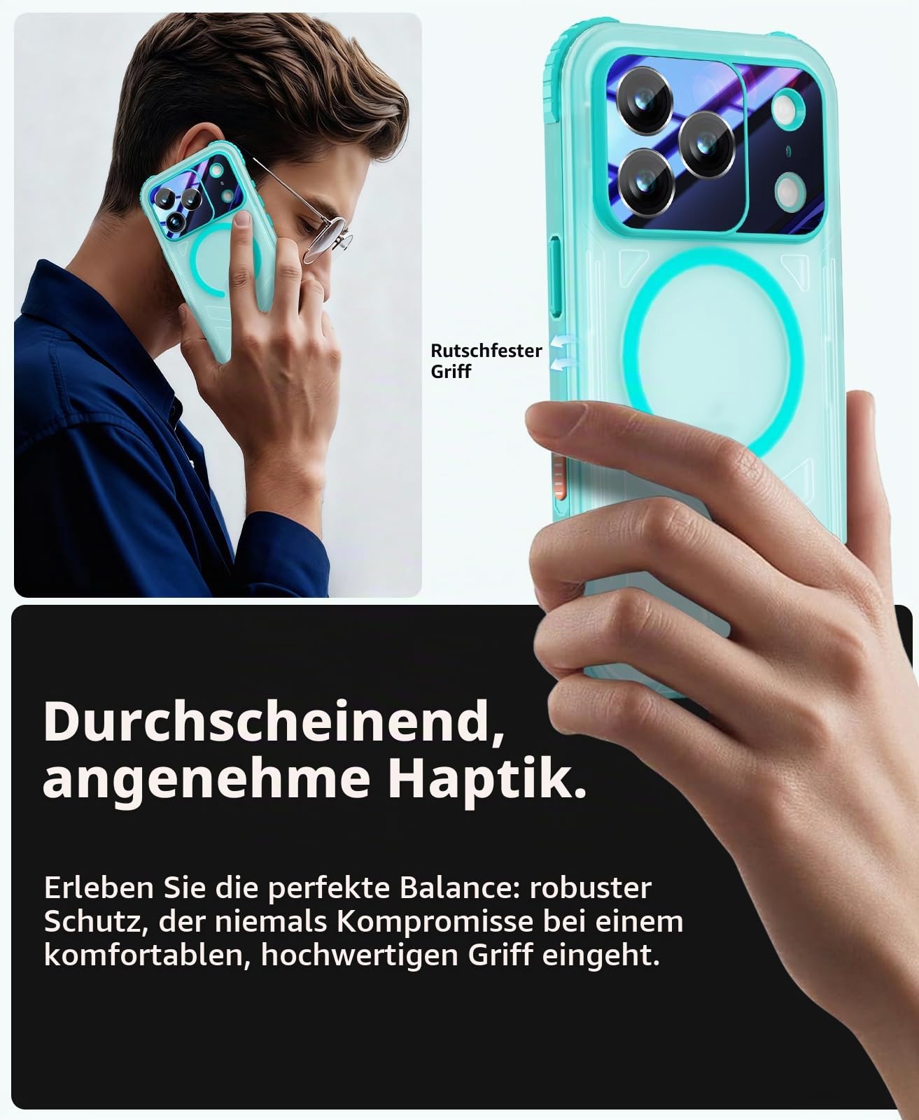 Beeasy für iPhone 17 Pro Hülle Wasserdicht für MagSafe, IP68 Wasserfest Staubdicht Handyhülle 360 Grad Outdoor Schutzhülle, Stoßfest Panzerhülle mit Displayschutz 6,3", Matt Grün
