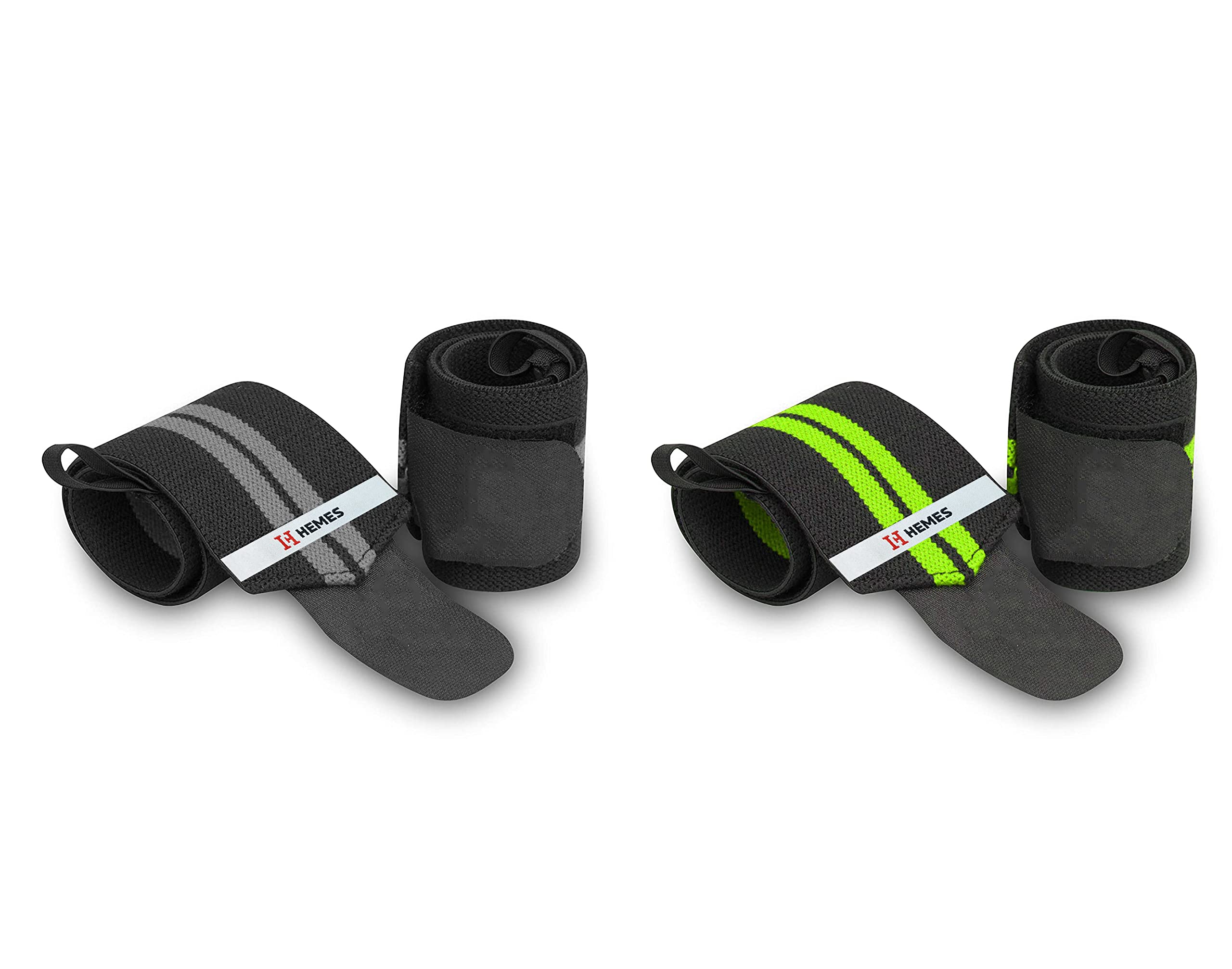 H-HEMES Wrist Supporter for Gym, Wrist Wrap, Hand Band with Adjustable Size Strap & Thumb Loop for Gym, Power Lifting Weight Lifting, Sports Training for Men & Women (Pack of 2 Pair) (Grey, Green)-image-39