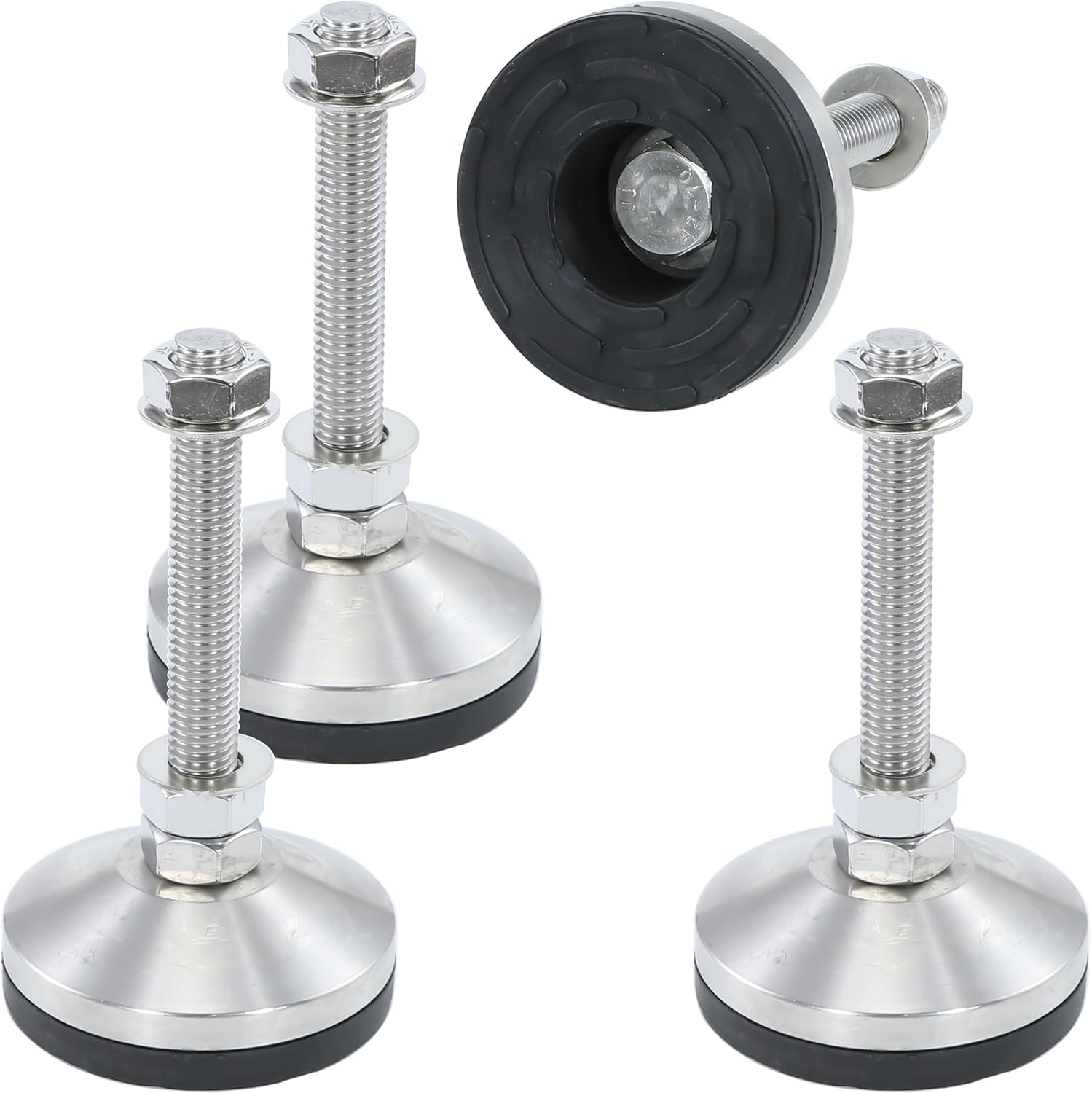 Heavy Duty 3000 lb Capacity Stainless Steel Adjustable Leveling Feet for Shelving,Machinery Devices, Workbench,Furniture,M14 Thread, 3.11inches Dia Base, Anti-Slip Nylon Pad