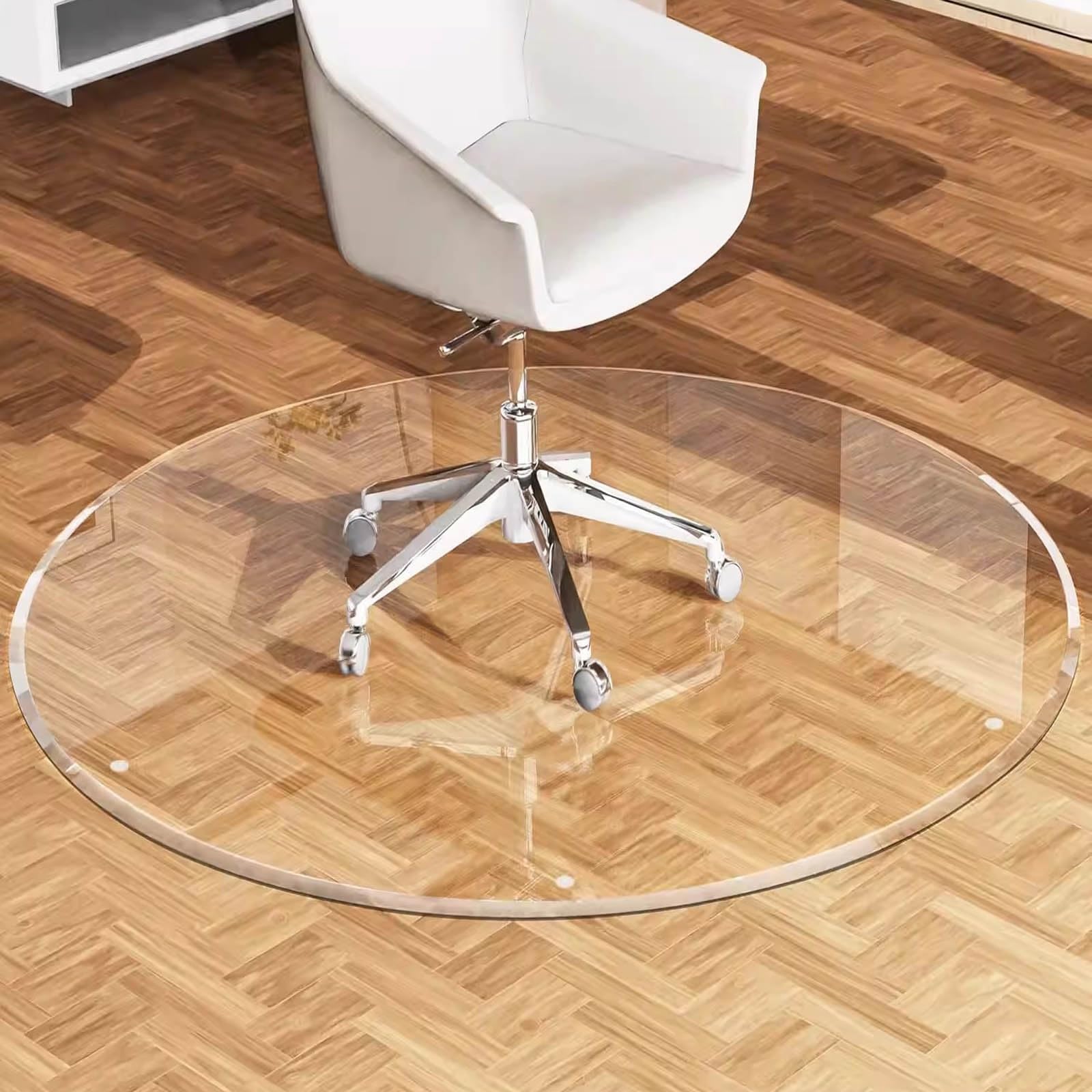 Transparente runde Bürostuhlmatte für harte Böden, 70 cm, strapazierfähige, transparente Schutzhülle für Teppich und harte Böden, unter Schreibtisch-Rollstühlen