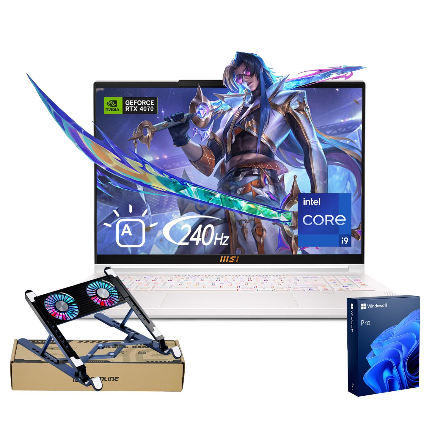 Stealth 16 Studio 16" WQXGA 240Hz Intel i9-13900H, GeForce RTX 4070 Pro Gaming Laptop, 64GB RAM, 2TB SSD, RGB Backlit KB, Aluminum Alloy Chassis, Bundle with PCO Notebook Fold Radiator, Cooler