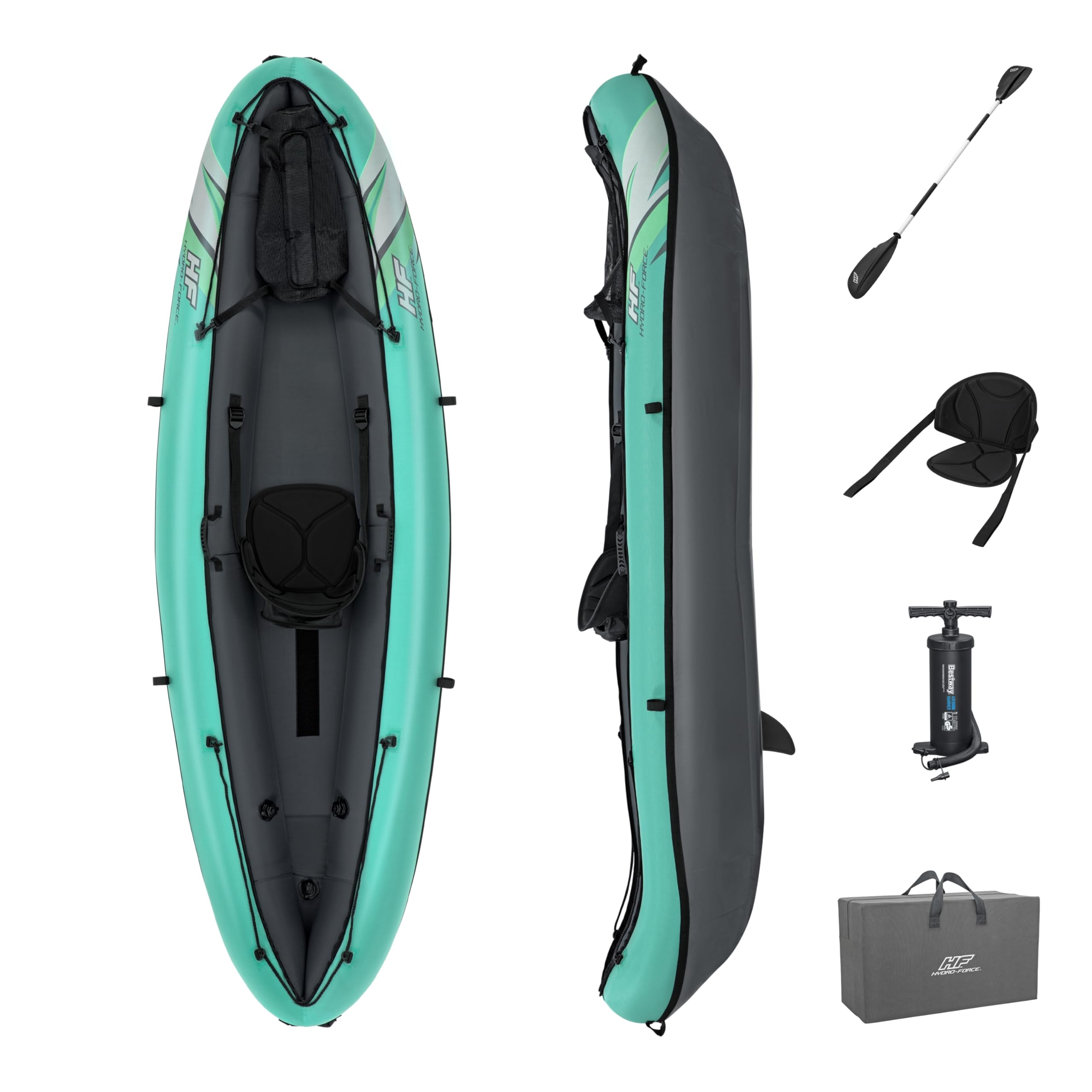 Hydroforce Ventura - Set kayak gonfiabile con pompa a mano, pagaia e borsa portaoggetti, diversi stili