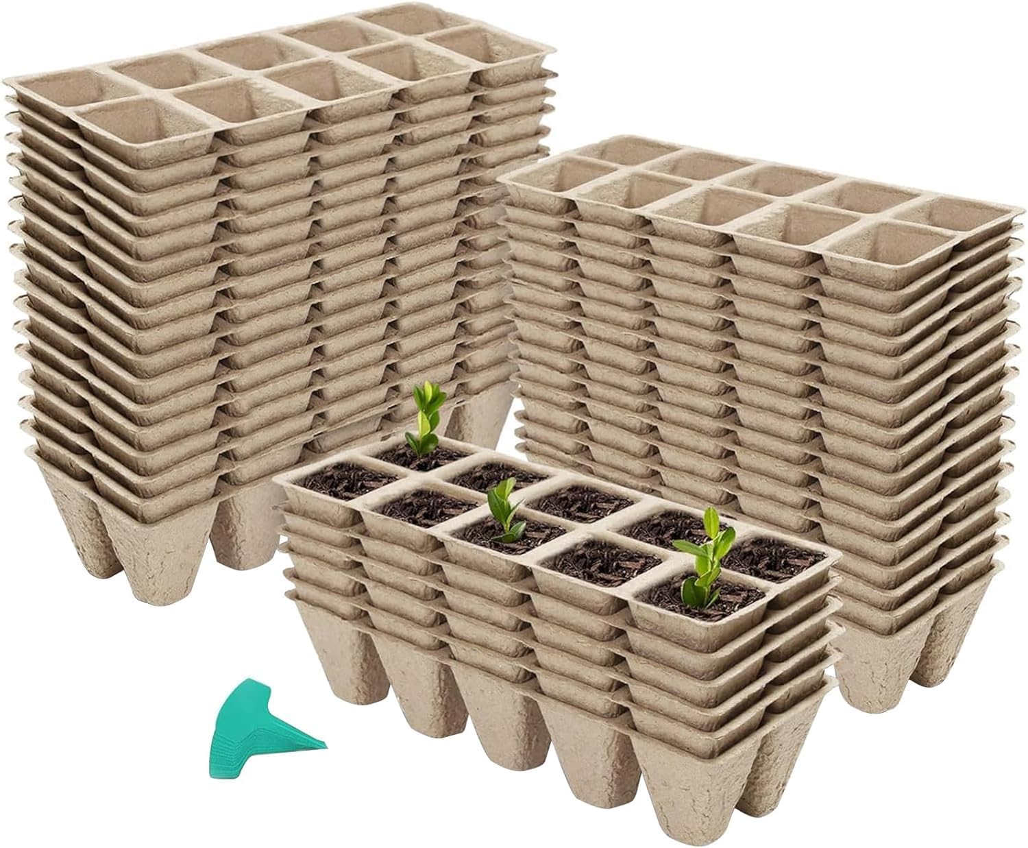 GROWNEER 432 Cells Peat Pots Seed Starter Trays 36 Packs Biodegradable Seedling Pots Germination Trays Organic Plant Starter Kit with 15 Pcs Plant Labels
