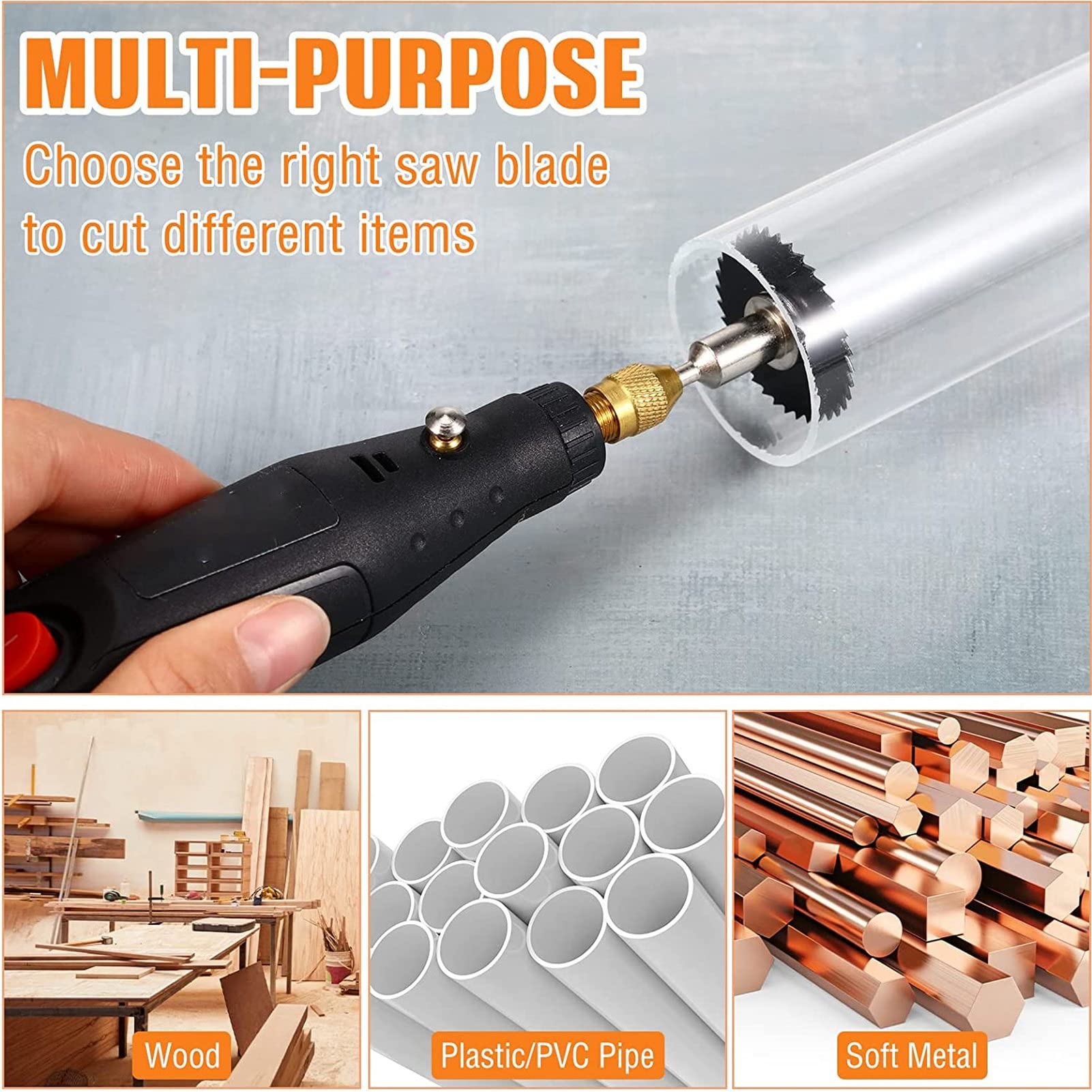 PVC Pipe Cutter Tool Set including 6 Replacement Blades, Grinding Wheel, Internal Plumbing Hand Tool - Image 3