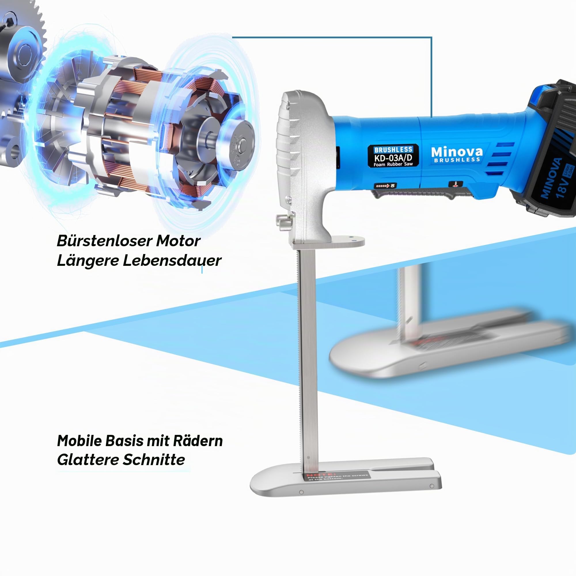 MINOVA Schaumgummisäge Schaumstoffsäge 20 cm DC Kit