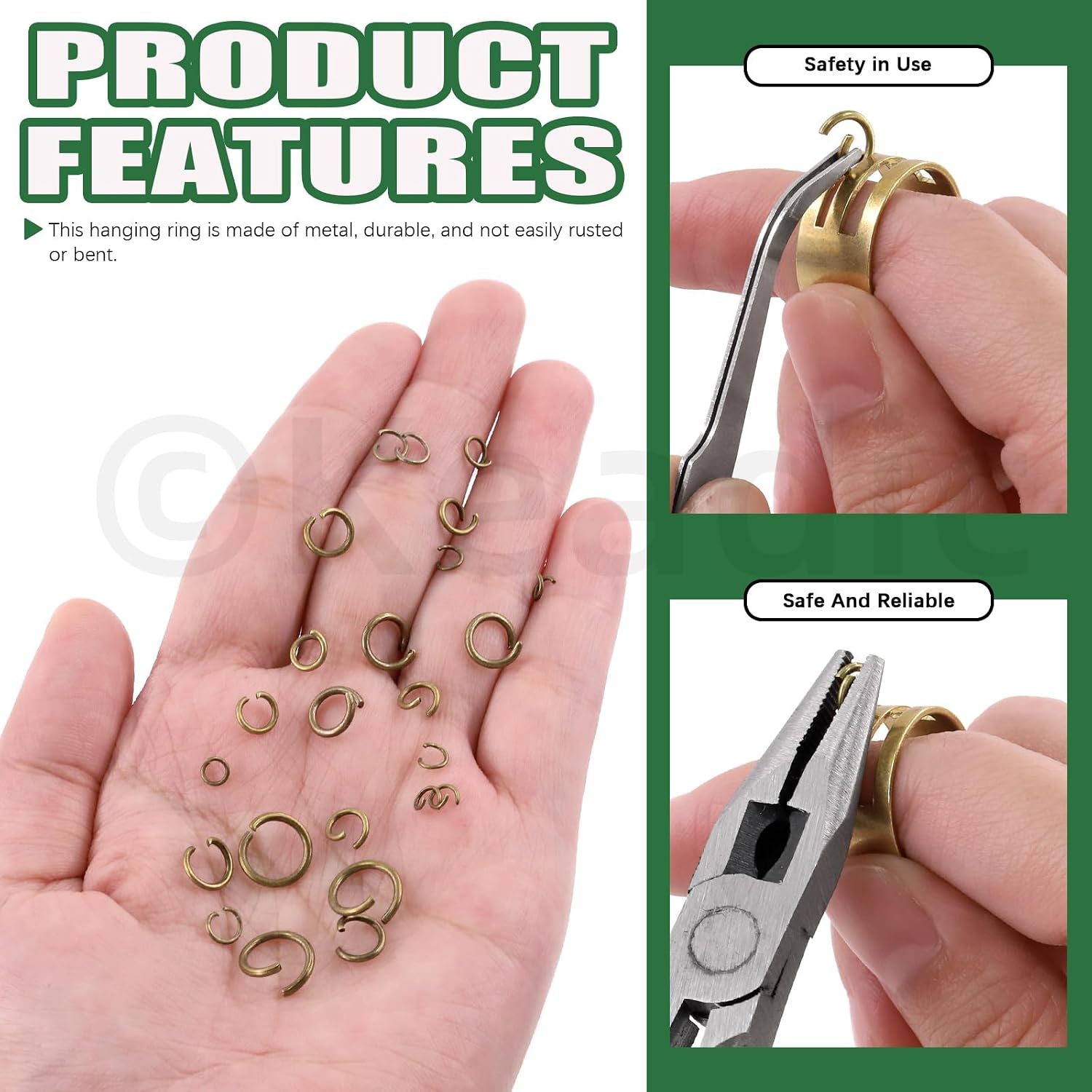 Keadic 1403Pcs 6 Sizes Open Jump Rings Assortment Set with Jewelry Pliers, 4/5/6/7/8/10MM Metal Round Ring Connectors for Keychains Bracelet Necklace Earrings Making (Bronze)