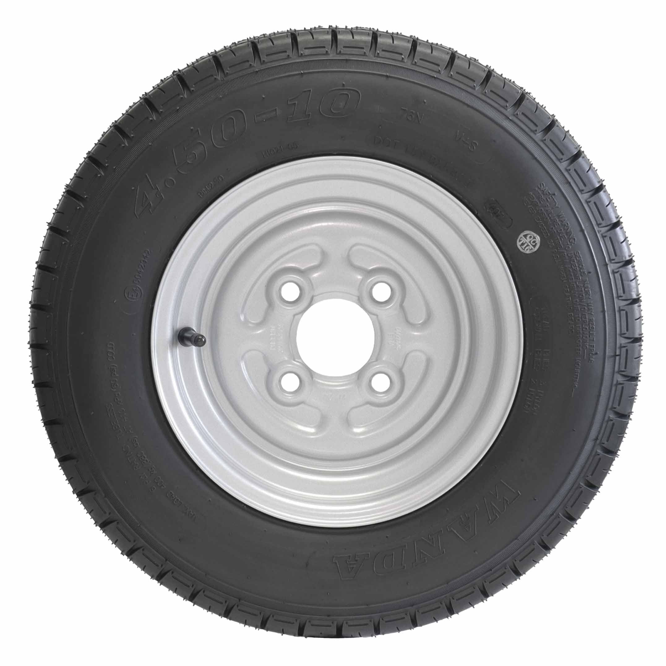 The Drive | 2x Komplettrad 4.50-10 76N TL M+S für kleine Pkw-Anhänger | Felge 3,50x10 ET0 / ML60 – Lochkreis 4x100 | Tragkraft je 400kg – max. 140 km/h | mit Felge