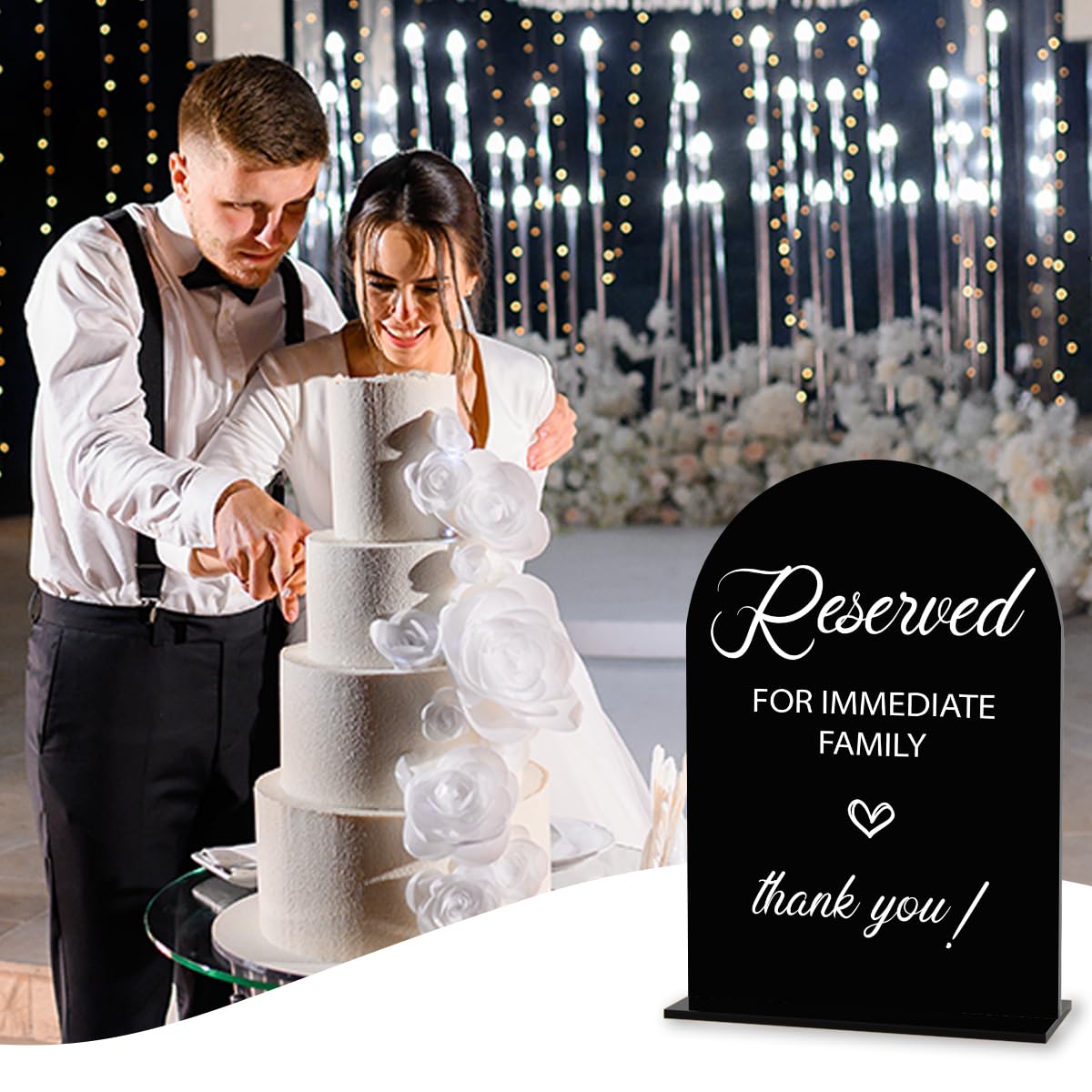 Letrero de reservado para familia inmediata, letreros reservados para boda, compromiso, despedida de soltera, decoración para ceremonia, recepción, fiesta, bodas, letrero acrílico negro