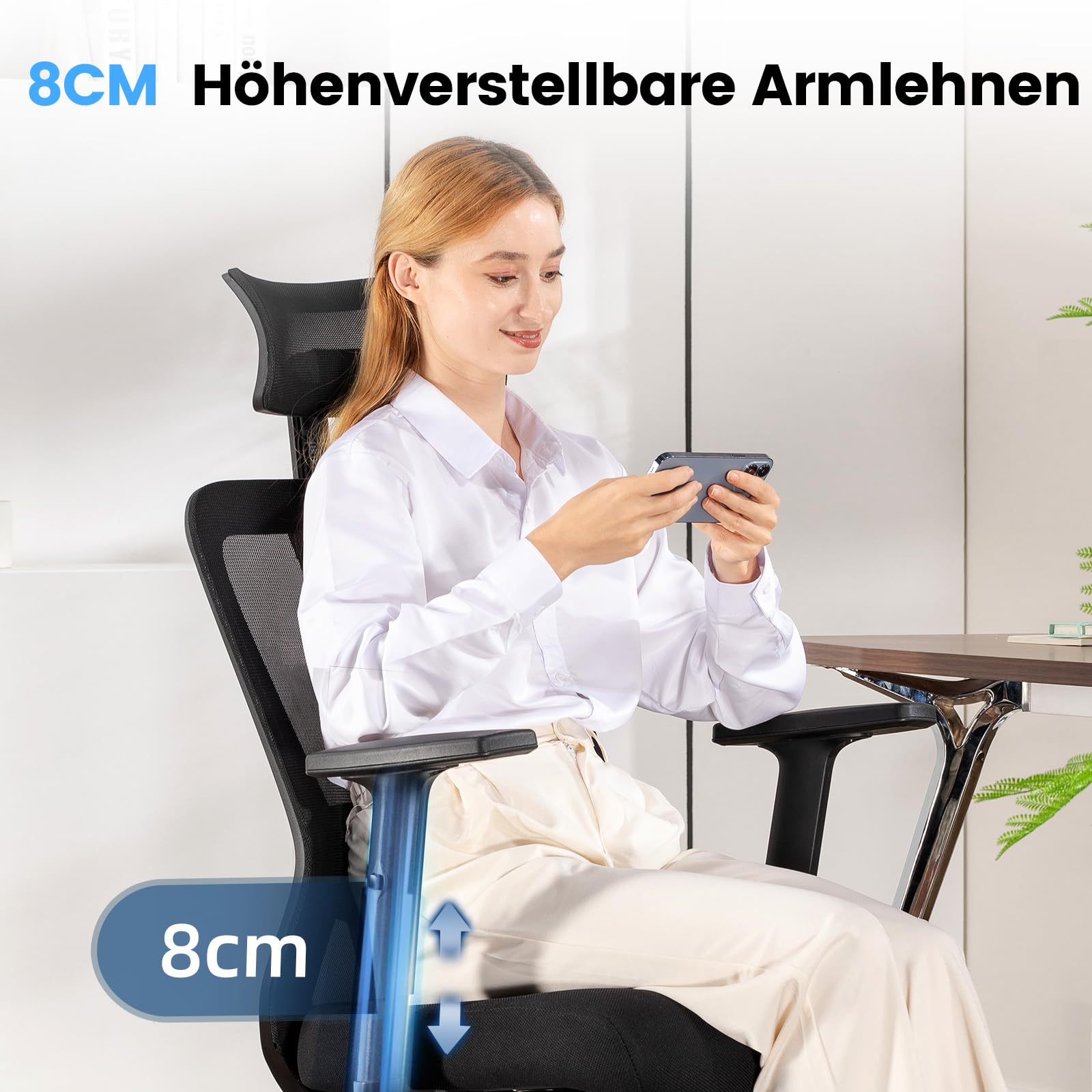 GTPLAYER Bürostuhl Ergonomisch [TESTSIEGER] Schreibtischstuhl, Drehstuhl hat Verstellbarer Lordosenstütze, Kopfstütze und Armlehne, Büro Stuhl & Gaming Stuhl mit separatem Lendenkissen, 150 kg