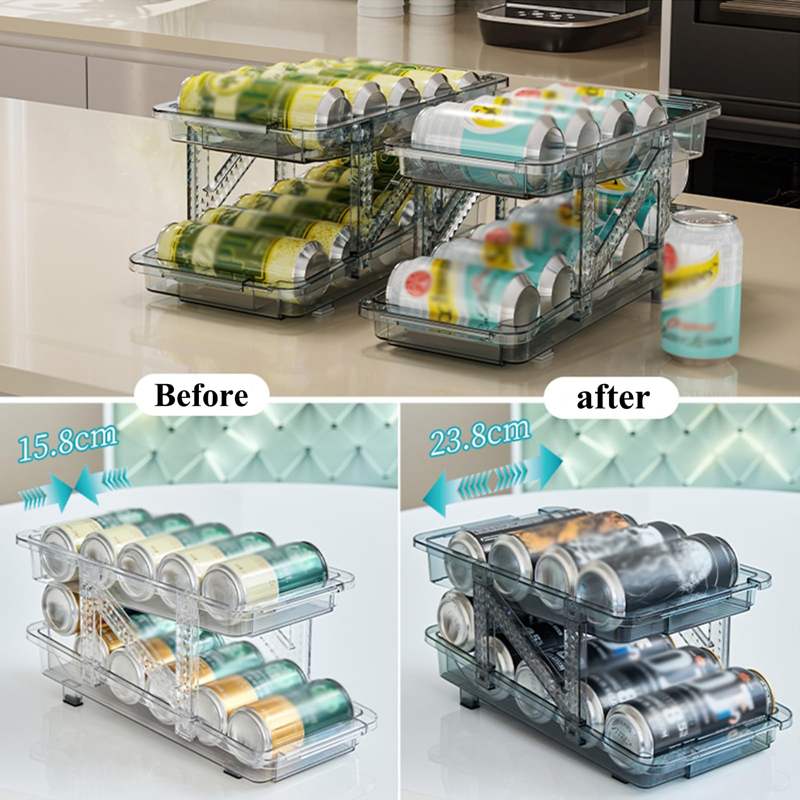 Kühlschrank-Organizer Für Dosen | Rollender Dosenspender Für 10 Dosen (330/355 Ml) – Platzsparend & Transparent