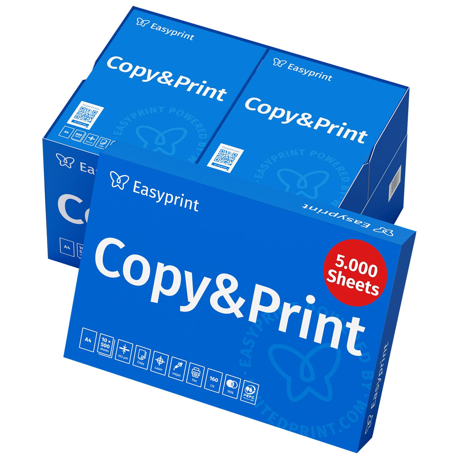 Easyprint Druckerpapier Kopierpapier 140000 Blatt 28 x 5000 A4 Premium Hochweiß CIE 160 PEFC zertifiziert