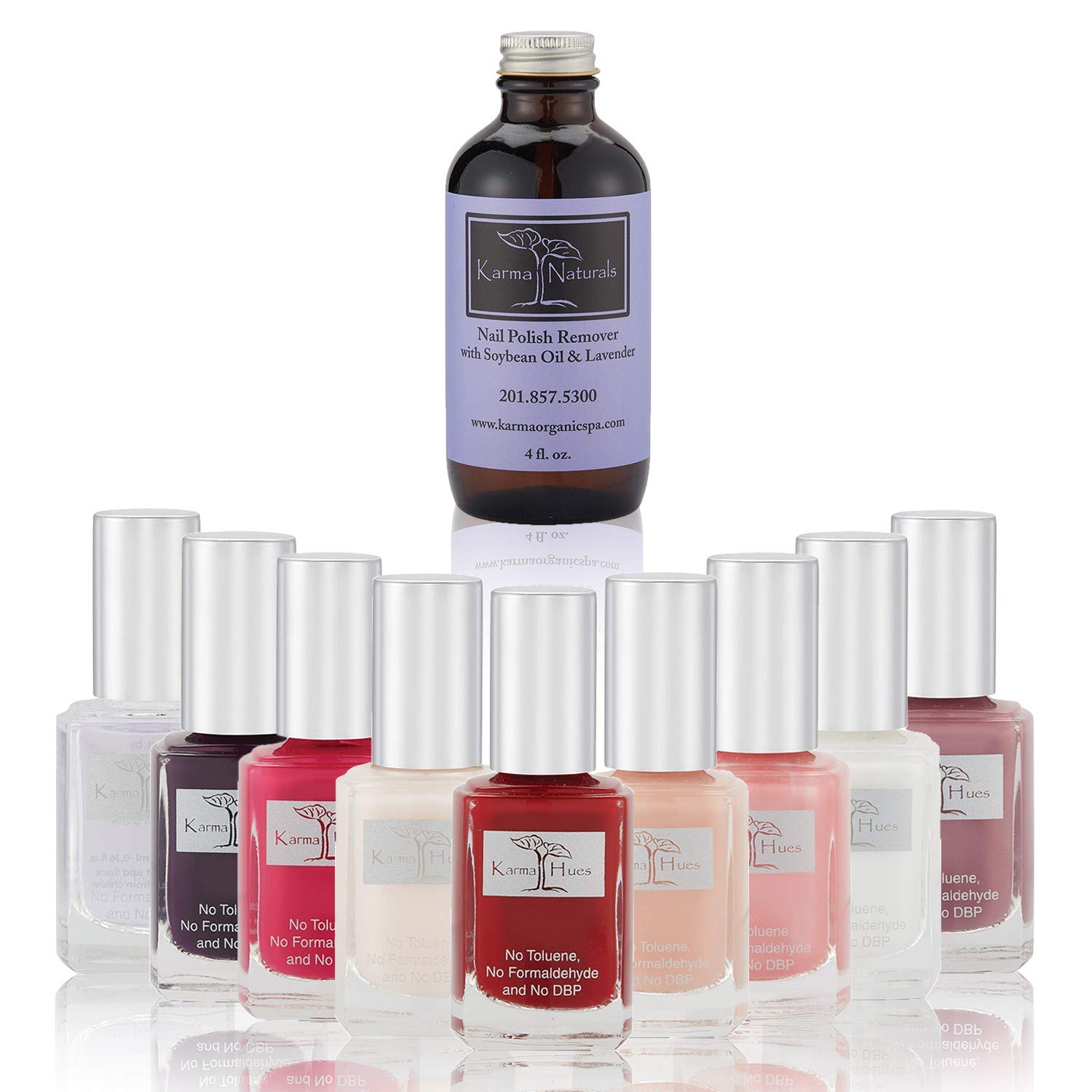 Christmas Nail Polish Karma’s Splash - Natural Nail Polish Base Coat Set – Lavender Nail Polish Remover - NonToxic Nail Art | Vegan and Cruelty-Free Nail Paint (Pack of 10)