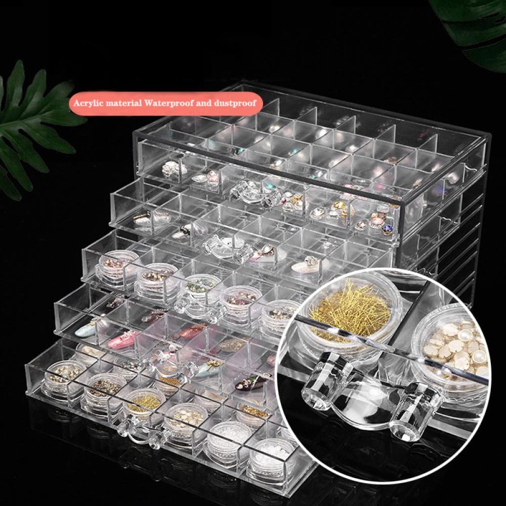 Scatola di Gioielli 120 Griglia monili del chiodo Storage Box 5 strati Jewelry trasparente di diamante della scatola dell' organizzatore del banco di mostra acrilico cassetto di plastica-White Scatol