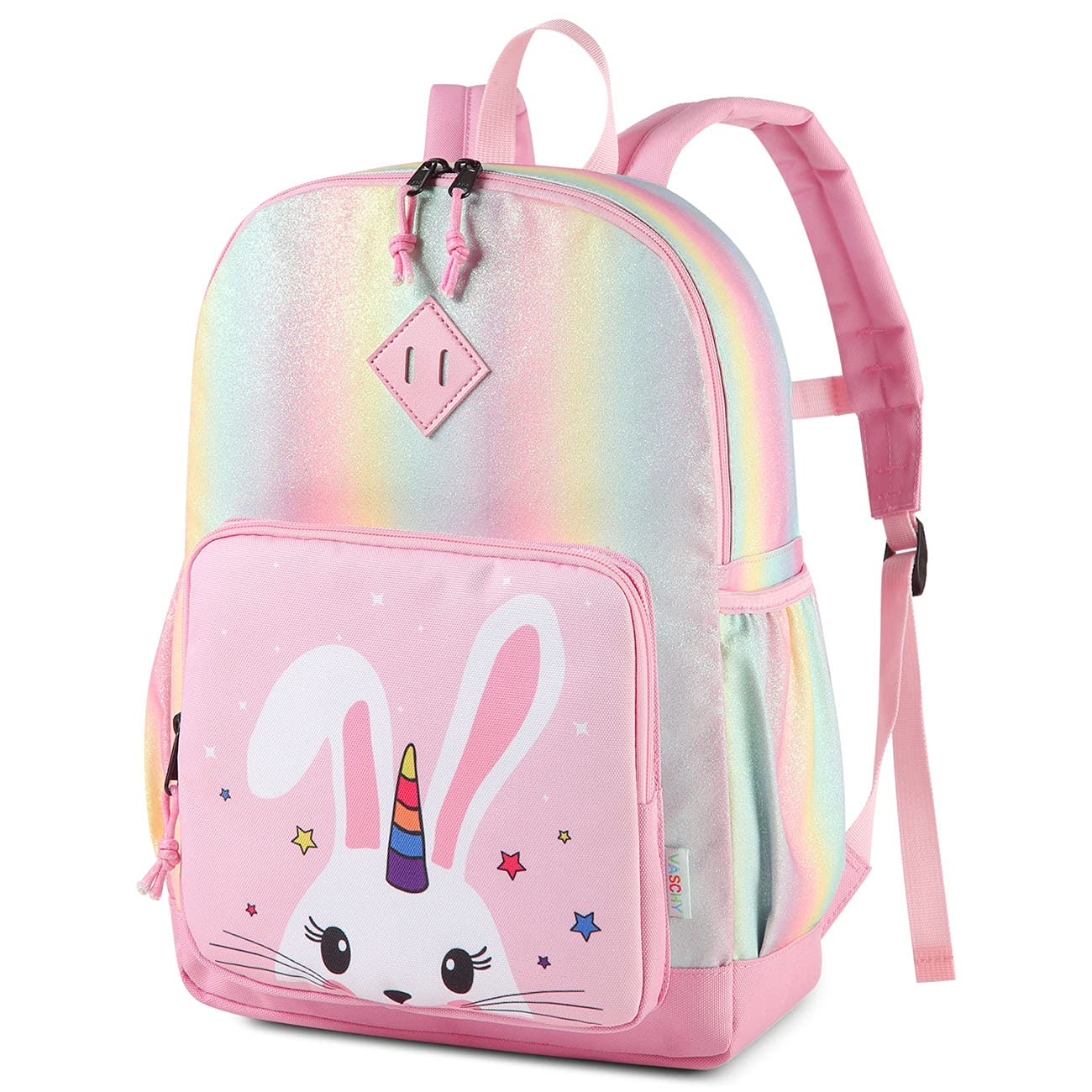 VASCHY Mochila Niña, Mochilas Escolares Mochila Infantil 4-6 Años para Escolar Ajustar Carpeta A4 con Bolsillos Laterales y Correa en Pecho