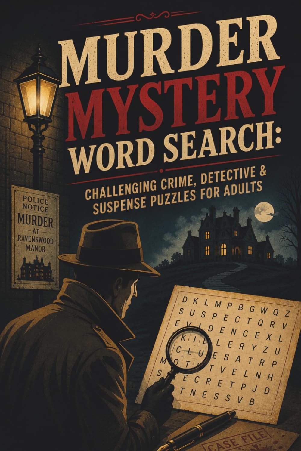 Murder Mystery Word Search Puzzle Book For Adults: Challenging Crime, Detective & Suspense Puzzles for Adults