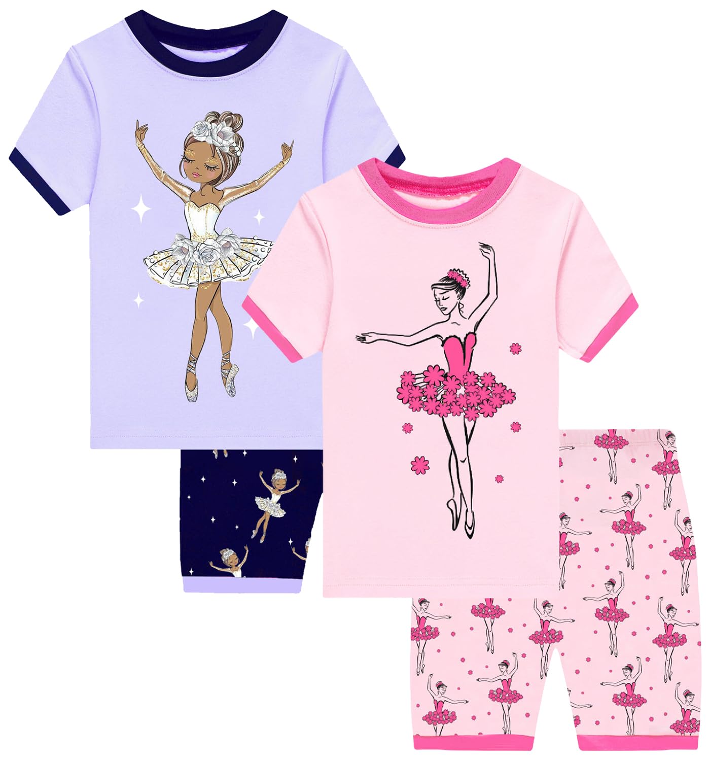 Little bety Girls Cotton Pajamas Short Sleeve Pjs Toddler Summer Sleepwear Sets