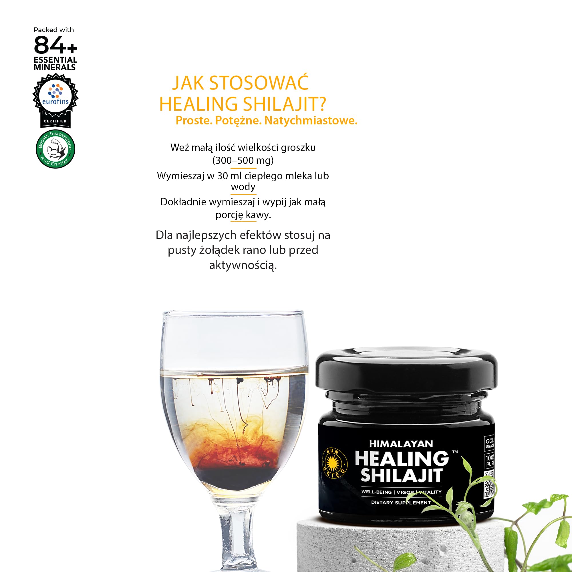 Czysta Żywica Shilajit Himalajska 50 g | Gold Grade | Kwas Fulwowy i Huminowy | 85+ Minerałów Śladowych | Suplement Diety