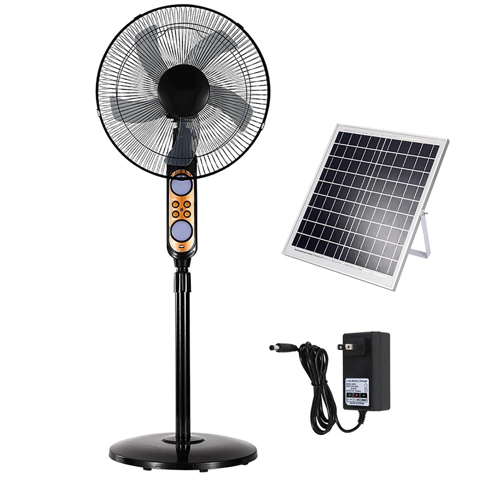 JKJZSALJ Floor Fan,Pedestal Fan,Oscillating Solar Fans/S/Camping Fans,Adjustable Height,Can Be Used Both Indoors And Outdoors,A-Button Control; B-Button + Remote Control,B